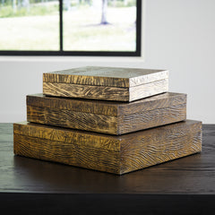 Tampa Furniture Outlet Lutz - Ashley Furniture - Keldy Box (Set of 3) - Box Set (3/CN) / Antique Brass Finish - A2000490