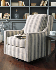 Tampa Furniture Outlet Lutz - Ashley Furniture - Kambria Swivel Glider Accent Chair - Swivel Glider Accent Chair / Ivory/Black - A3000207