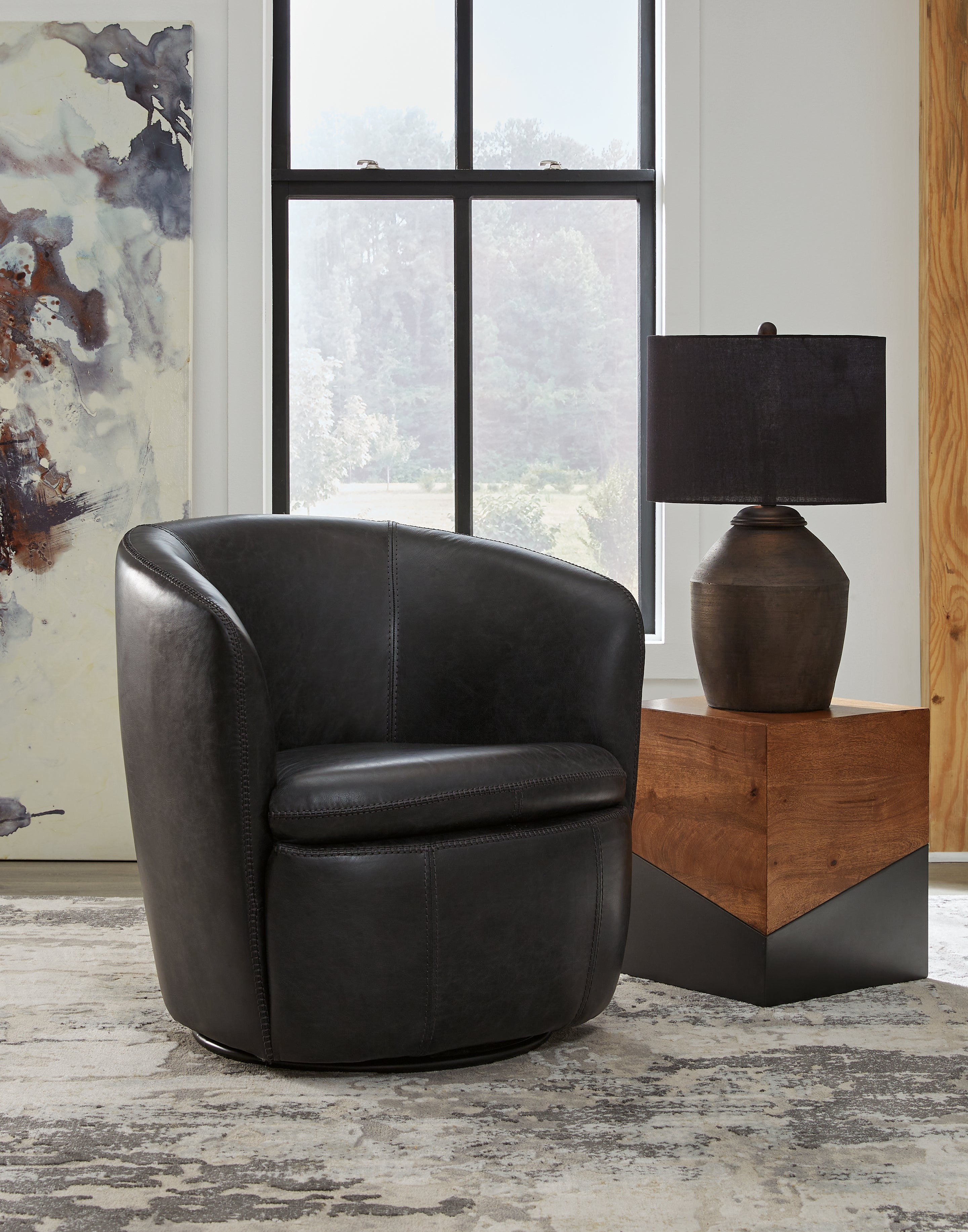 Tampa Furniture Outlet Lutz - Ashley Furniture - Kierreys Swivel Accent Chair - Swivel Accent Chair / Midnight - A3000702