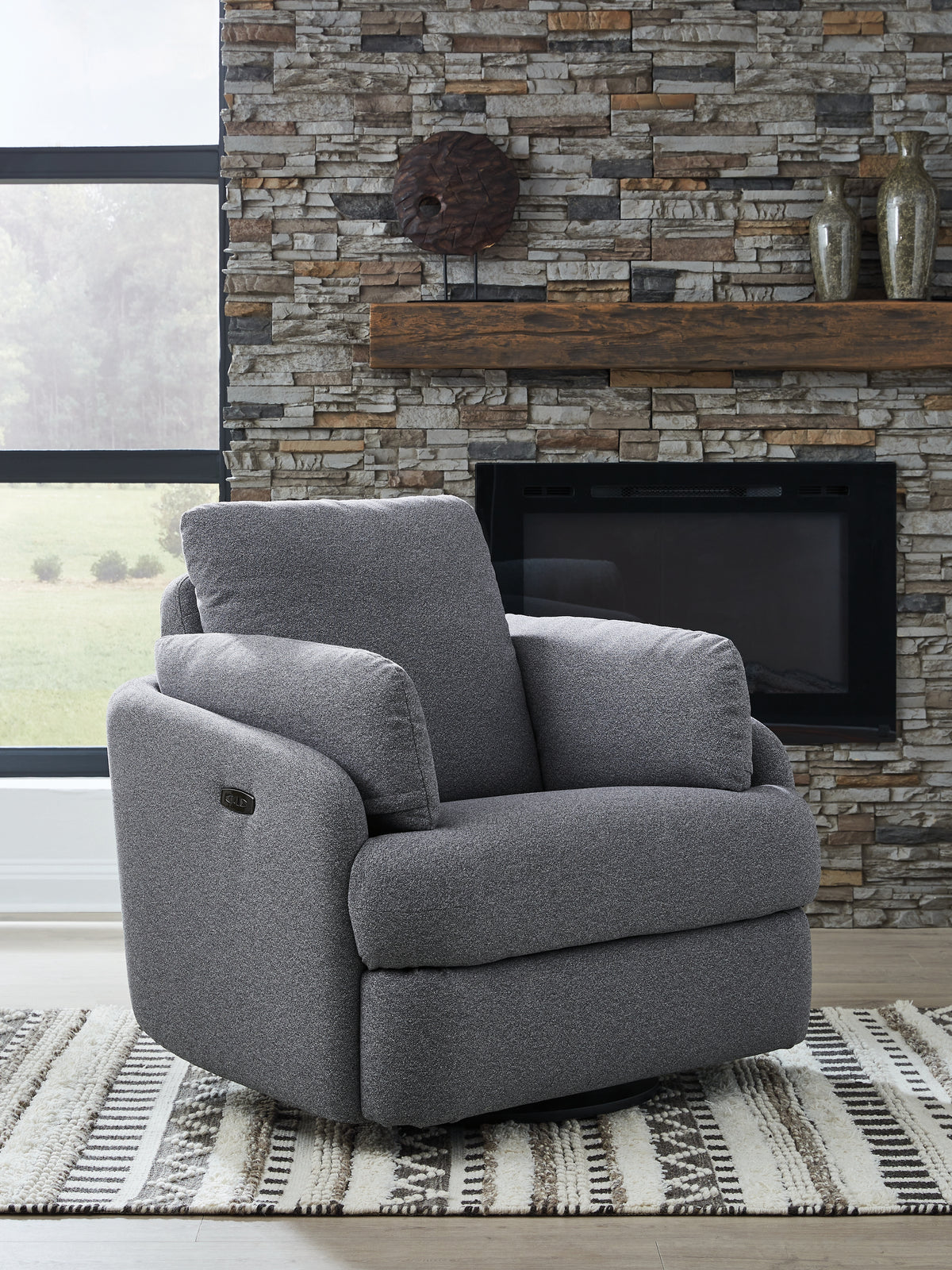 Tampa Furniture Outlet Lutz - Ashley Furniture - Alainmont Next-Gen Nuvella Swivel Power Recliner - Swivel Power Recliner / Salt and Pepper - A3000738