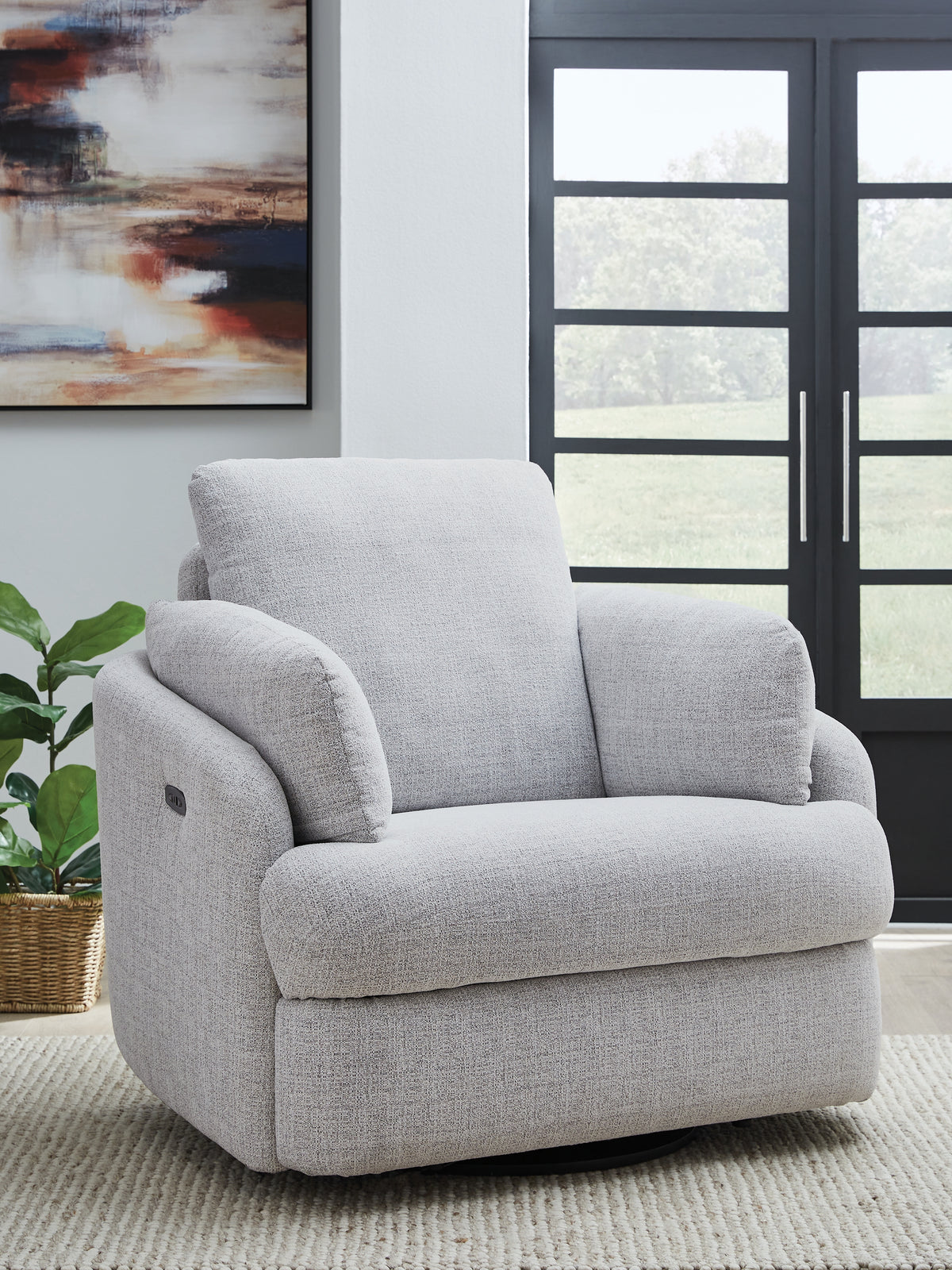 Tampa Furniture Outlet Lutz - Ashley Furniture - Alainmont Next-Gen Nuvella Swivel Power Recliner - Swivel Power Recliner / Stone - A3000739