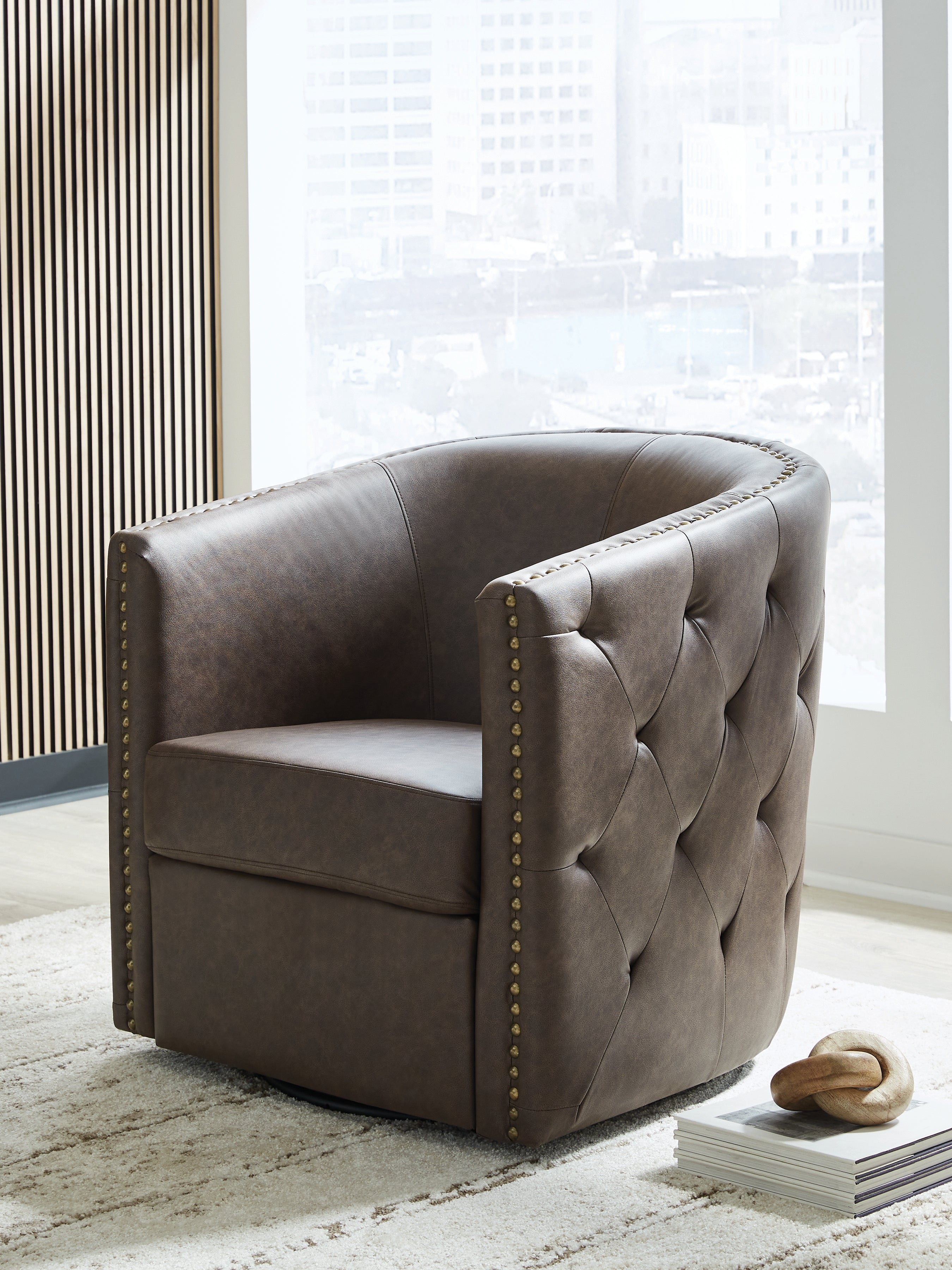 Tampa Furniture Outlet Lutz - Ashley Furniture - Brentlow Swivel Accent Chair - Swivel Accent Chair / Granite - A3000741