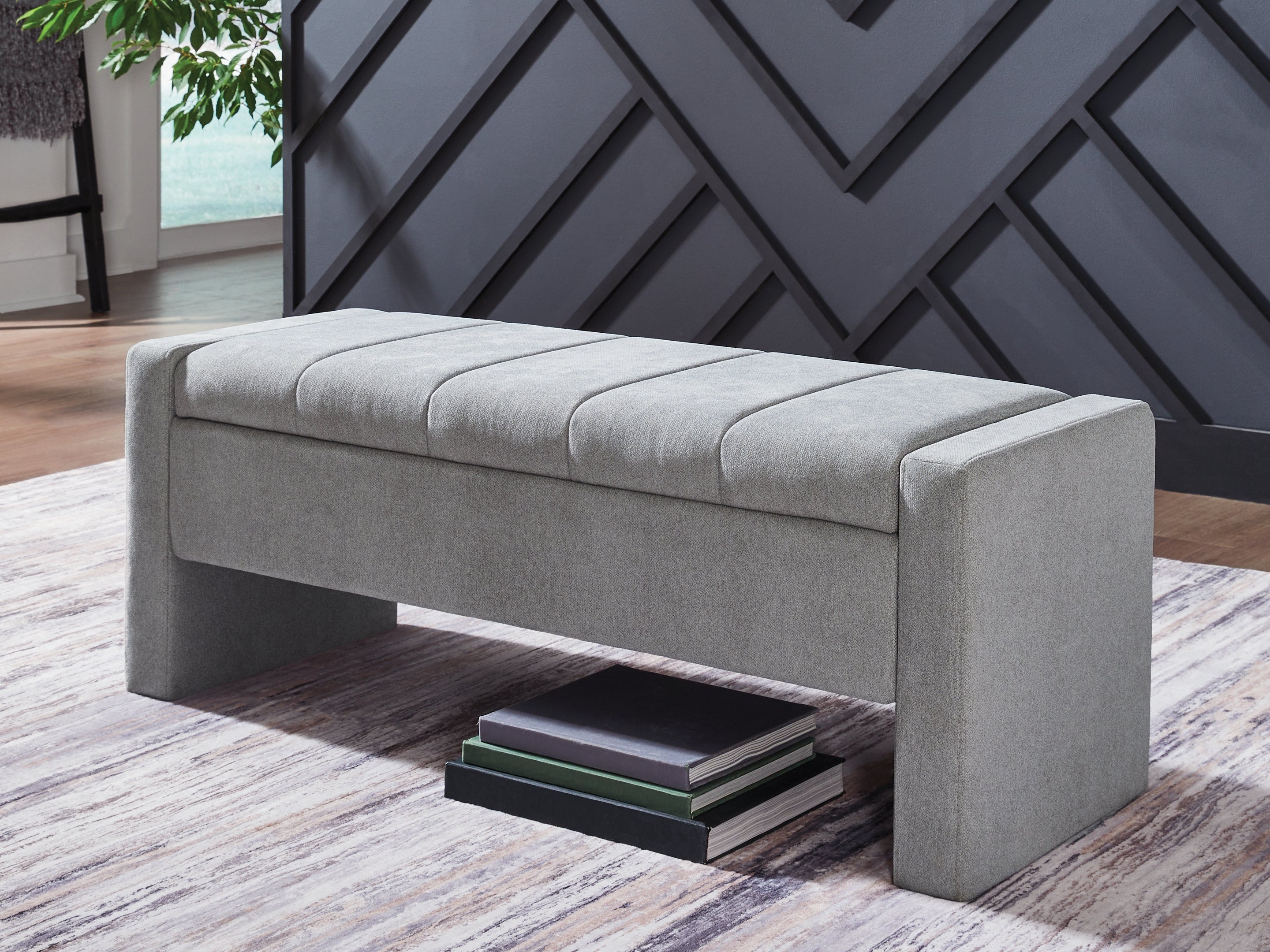 Tampa Furniture Outlet Lutz - Ashley Furniture - Akselman Storage Bench - Storage Bench / Gray / 50"W x 19"D x 19"H - A3000744