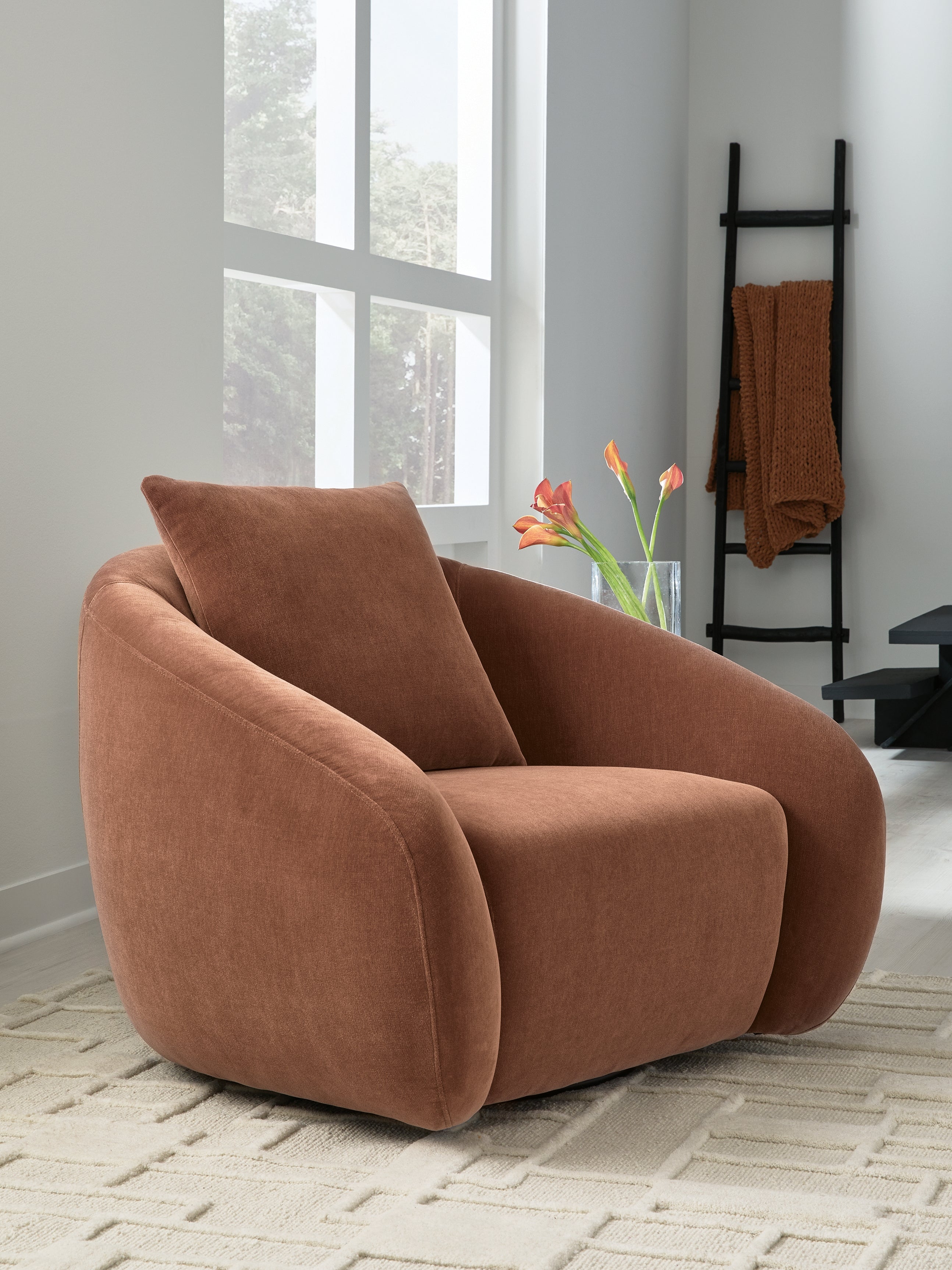 Tampa Furniture Outlet Lutz - Ashley Furniture - Yahya Swivel Accent Chair - Swivel Accent Chair / Sienna - A3000780