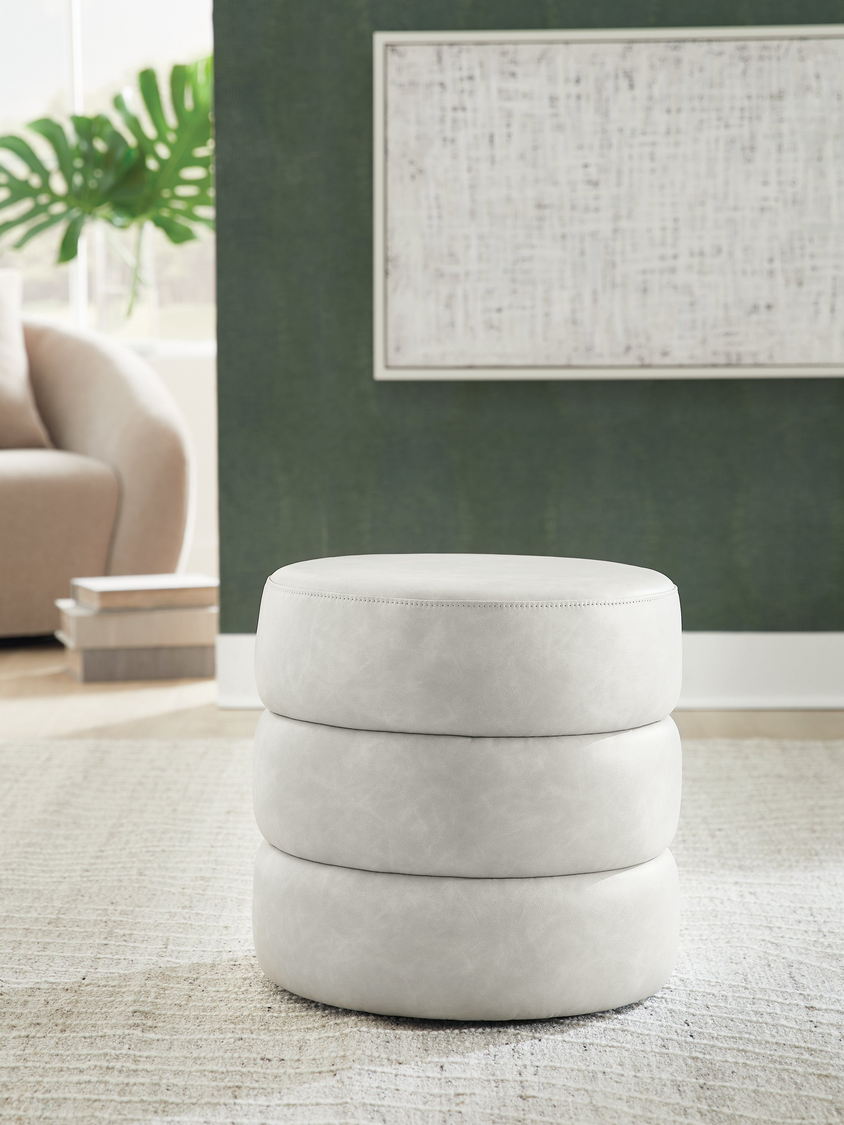 Tampa Furniture Outlet Lutz - Ashley Furniture - Ummi Living Room - Swivel Accent Ottoman / Bone - A3000792