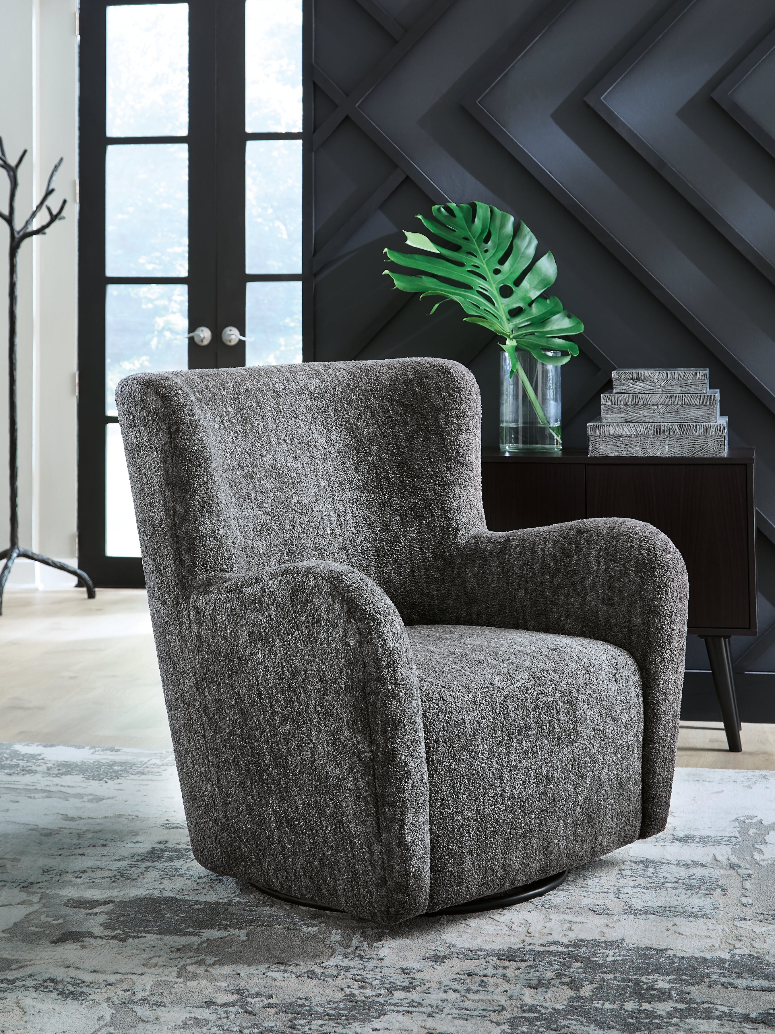Tampa Furniture Outlet Lutz - Ashley Furniture - Rowenburg Swivel Glider Accent Chair - Swivel Glider Accent Chair / Heather Charcoal - A3000796