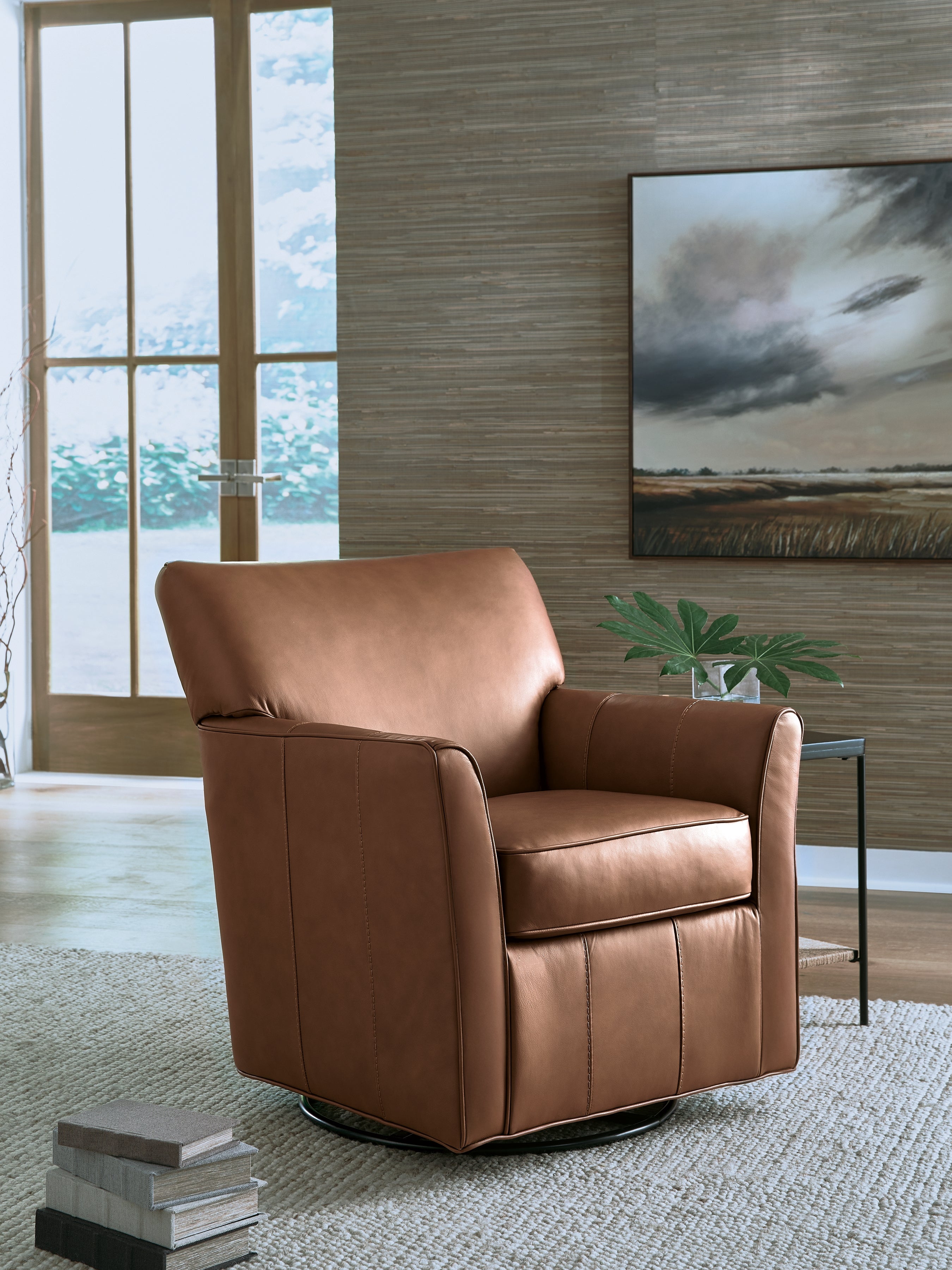 Tampa Furniture Outlet Lutz - Ashley Furniture - Braydunn Swivel Glider Accent Chair - Swivel Glider Accent Chair / Caramel - A3000821