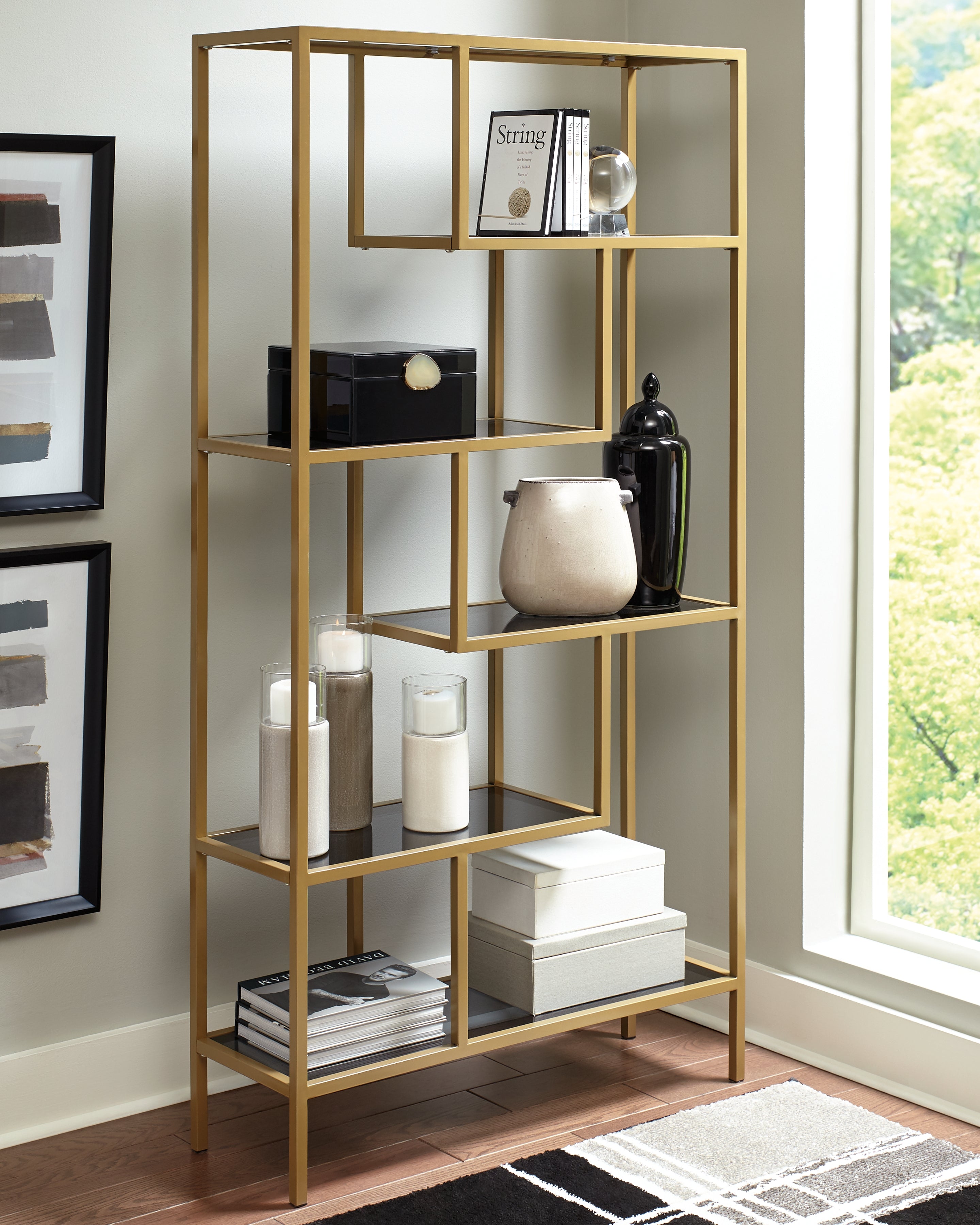 Tampa Furniture Outlet Lutz - Ashley Furniture - Frankwell Bookcase - Bookcase / Gold Finish - A4000286