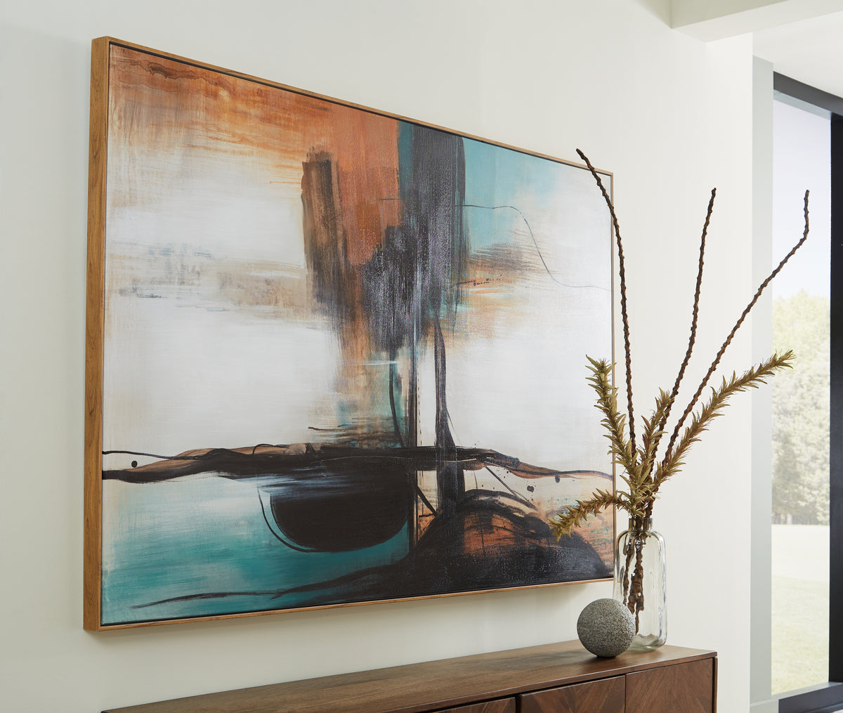 Tampa Furniture Outlet Lutz - Ashley Furniture - Brunonia Wall Decor - Wall Art / Teal/Orange/Black - A8000337