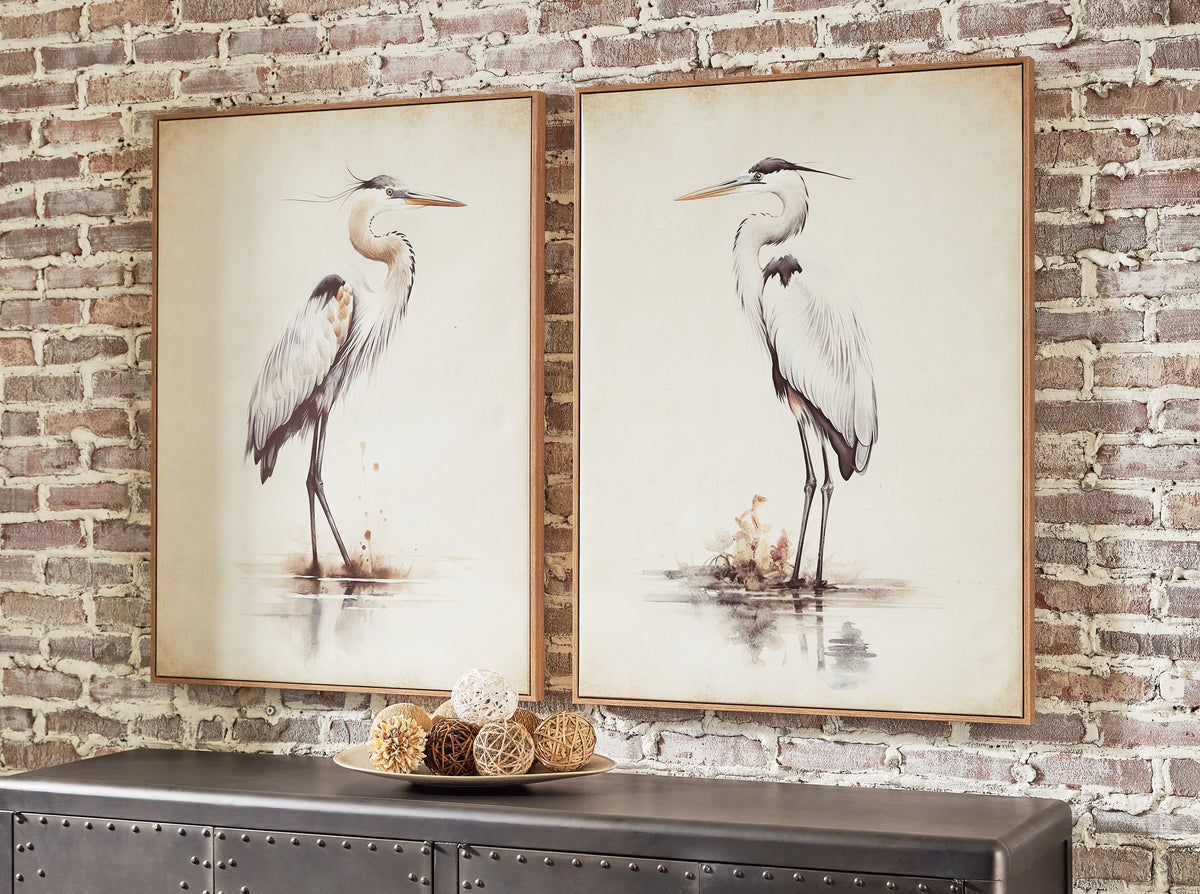 Tampa Furniture Outlet Lutz - Ashley Furniture - Aubinell Wall Decor - Wall Art Set (Set of 2) / Beige - A8000414