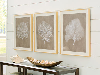 Tampa Furniture Outlet Lutz - Ashley Furniture - Hendridge Wall Decor - Wall Art Set (3/CN) / Taupe/White - A8000486