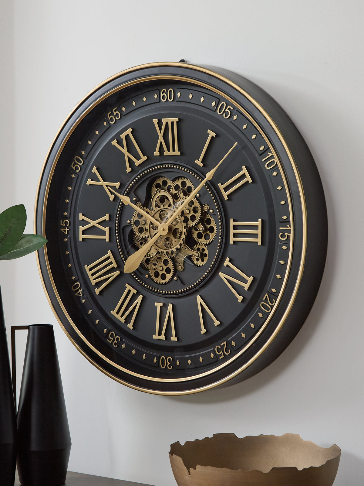 Tampa Furniture Outlet Lutz - Ashley Furniture - Dairton Wall Decor - Wall Clock / Black/Gold Finish - A8010385