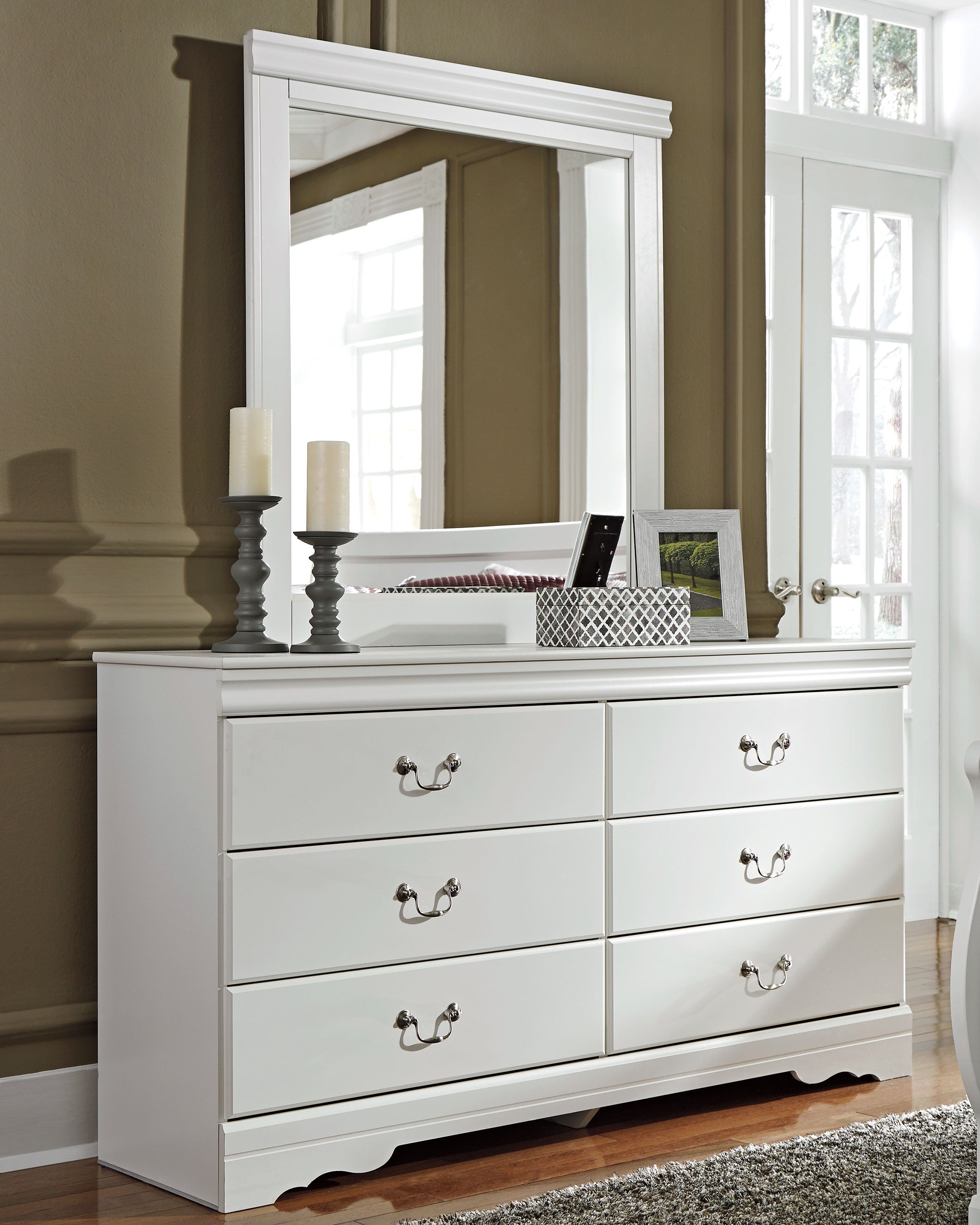 Tampa Furniture Outlet Lutz - Ashley Furniture - Anarasia Bedroom - Dresser and Mirror / White - B129B3