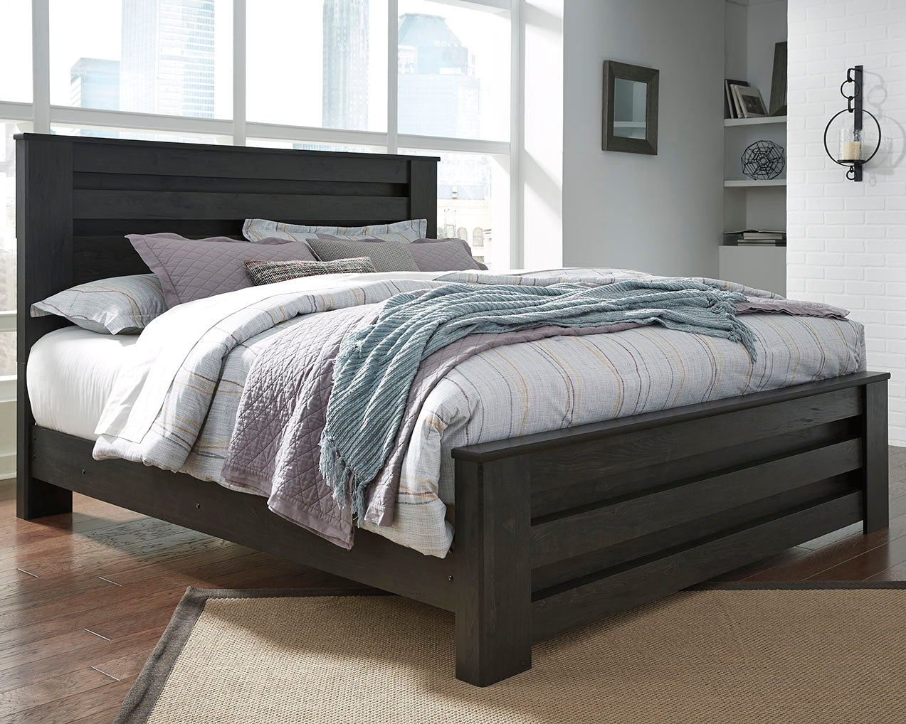 Tampa Furniture Outlet Lutz - Ashley Furniture - Brinxton Bedroom - King Panel Bed / Charcoal - B249B4