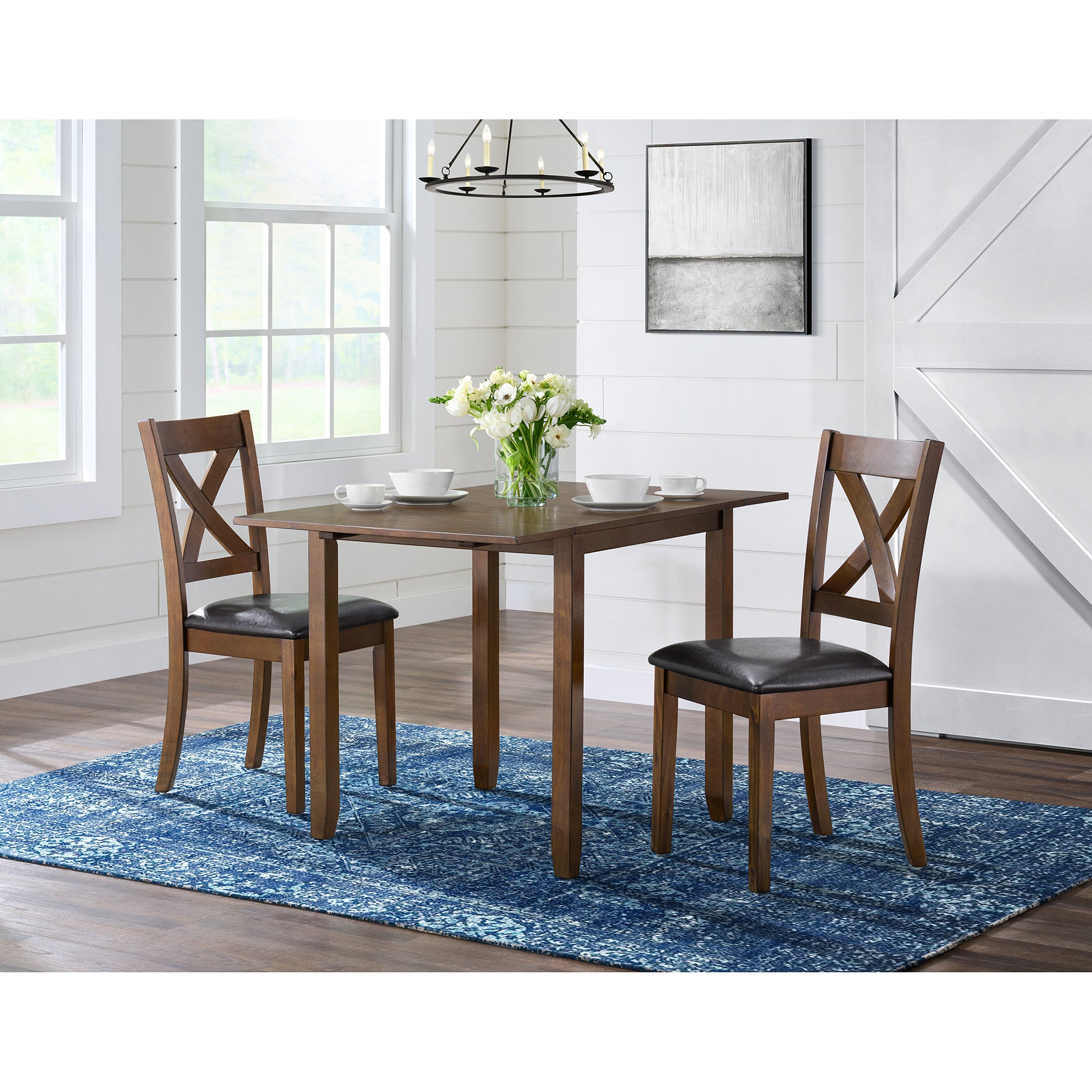 Alex 3PC Dining Set with Drop Leaf Table in Espresso – SKU DAX1003DS | Elements
