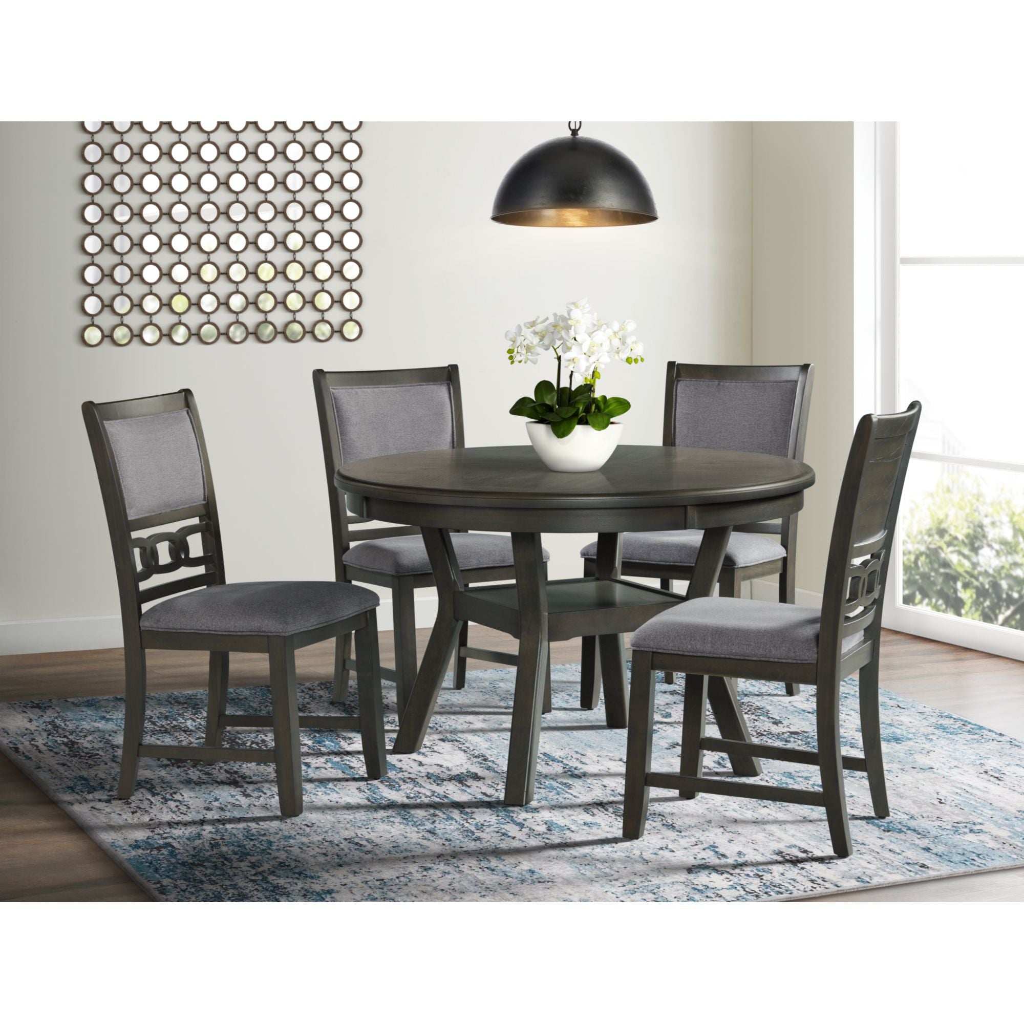 Amherst Dining Table w/Wood Leg Grey Finish – SKU DAH300DT | Elements