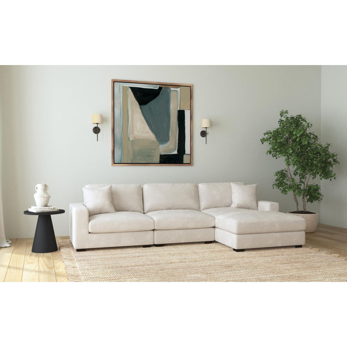 Arizona Modular LHF Armchair with 1 pillow 20" in Steno Beige – SKU U-8540-9440-140 | Elements