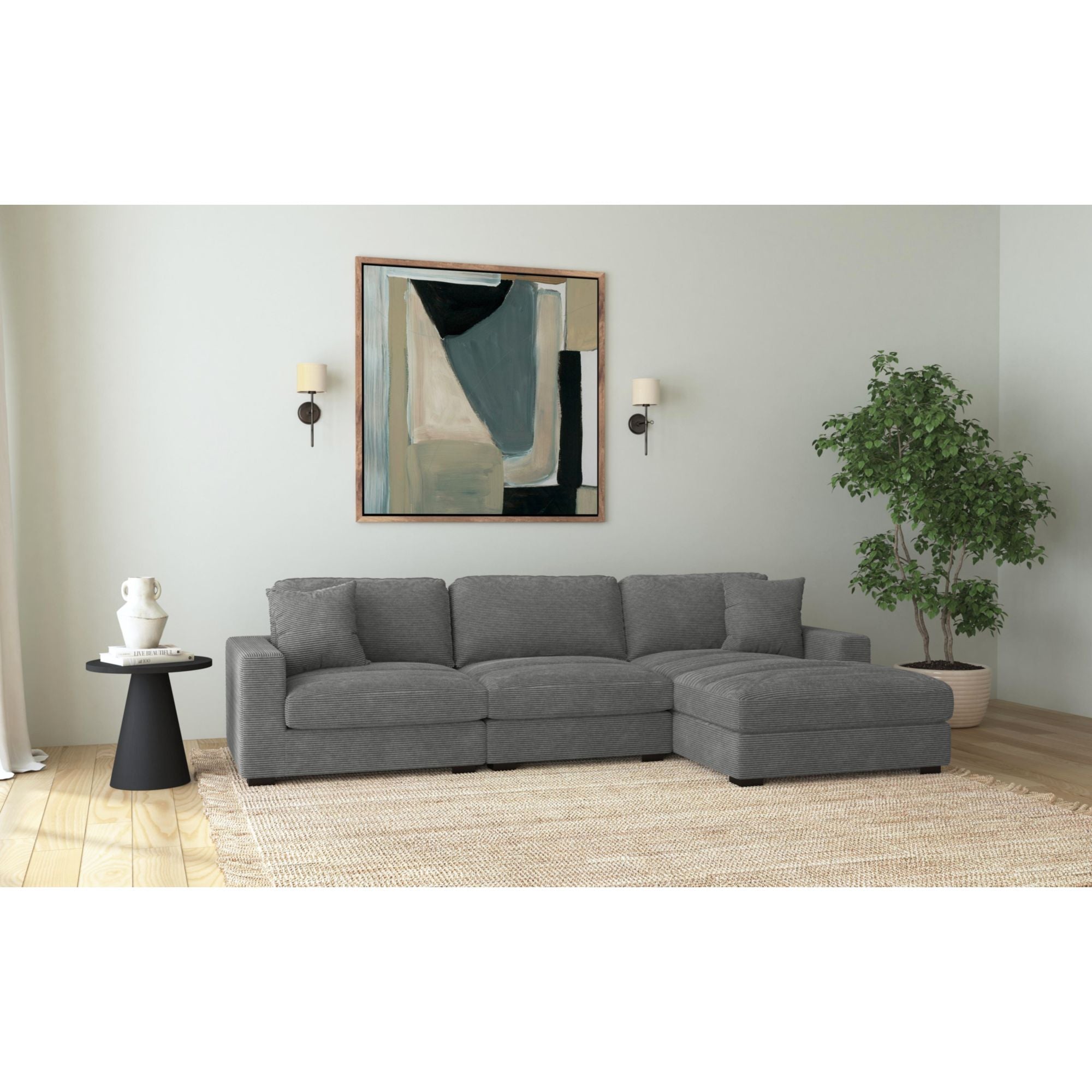 Arizona Modular LHF Armchair with 1 pillow 20" in Steno Charcoal – SKU U-8540-9442-140 | Elements