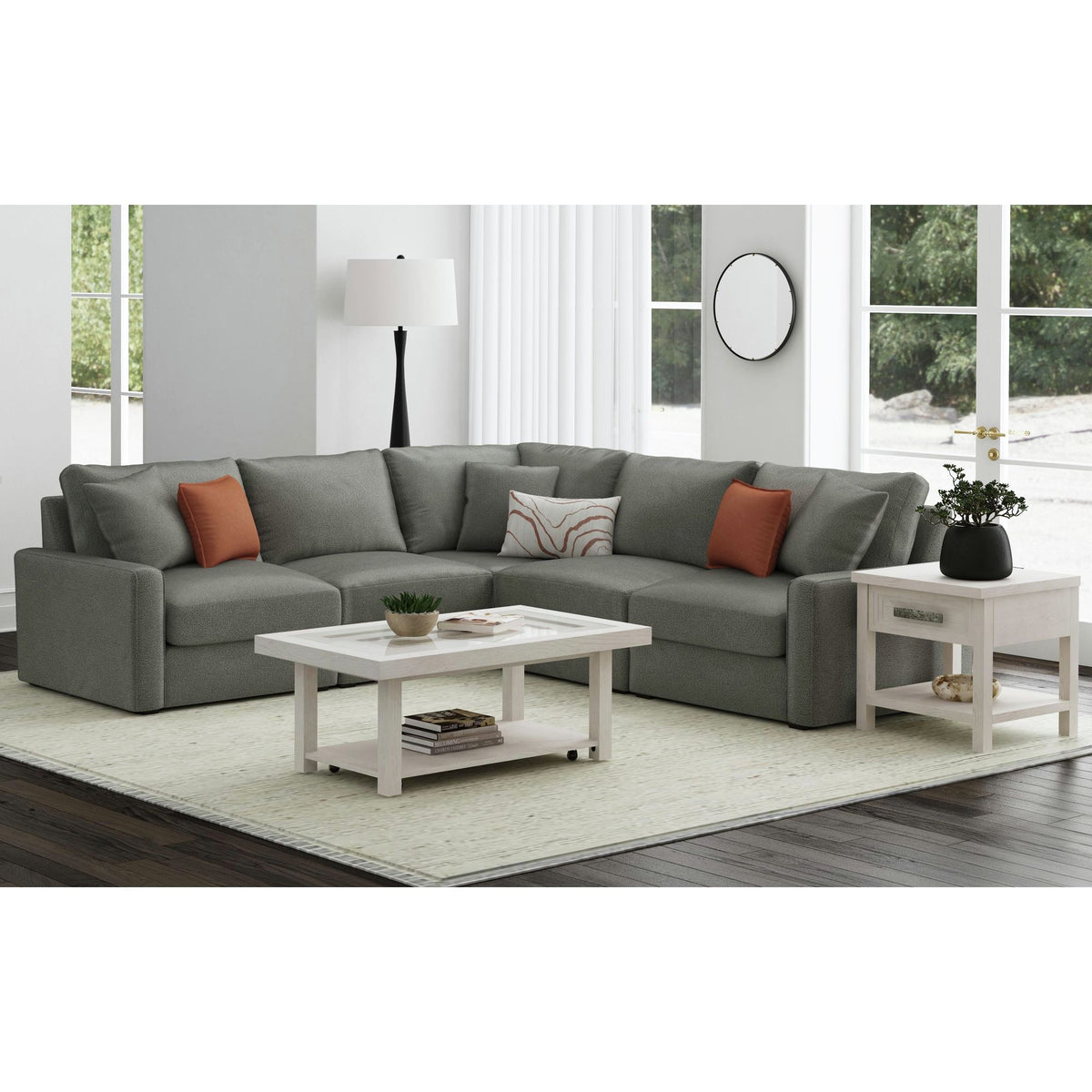 Avalanche End Table with USB in Antique White – SKU T-11600-7-ET | Elements