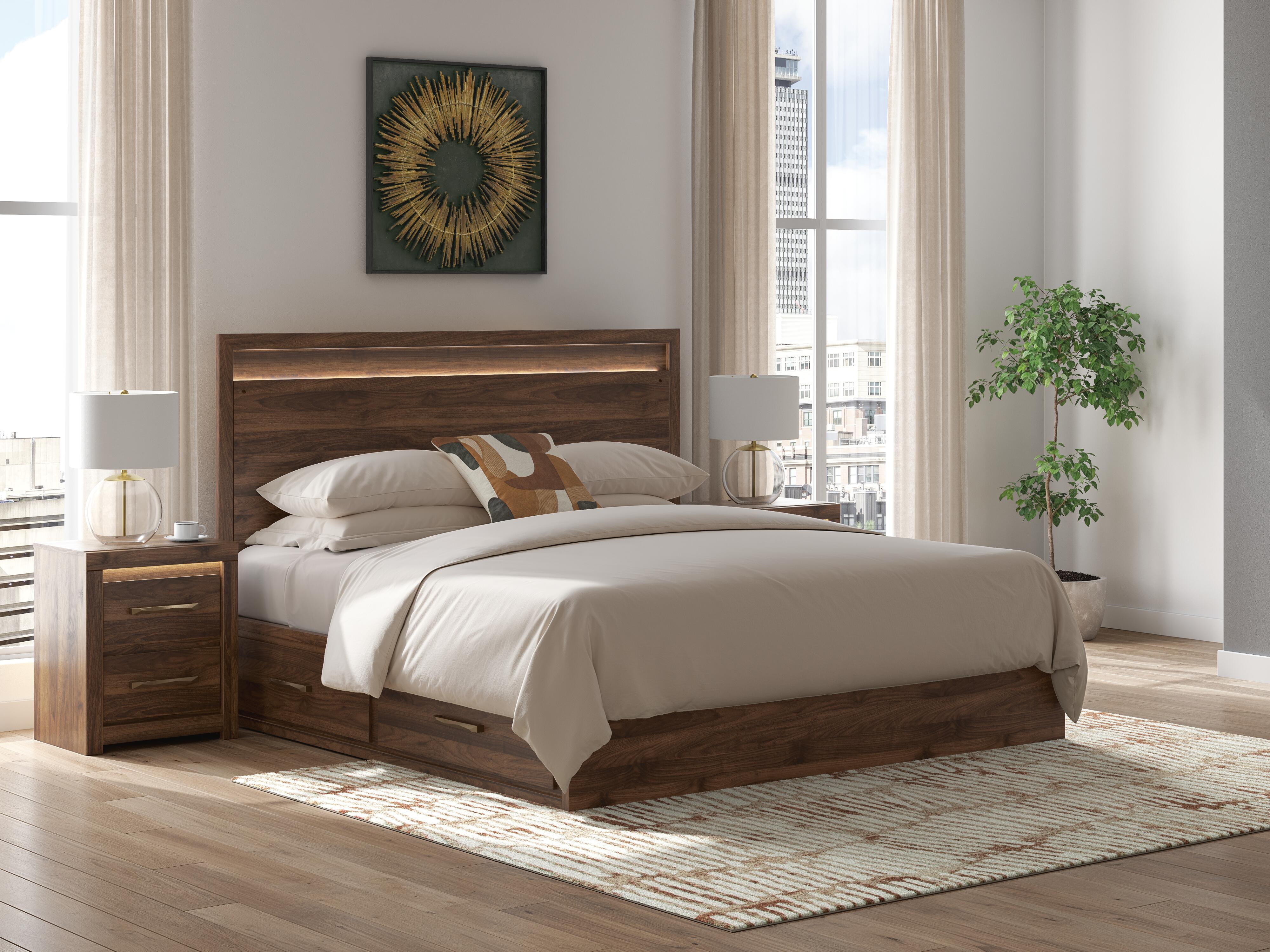 Tampa Furniture Outlet Lutz - Ashley Furniture - Janfyn Bedroom - King Panel Bed with 2 Sided Storage / Brown - PCB1010B10