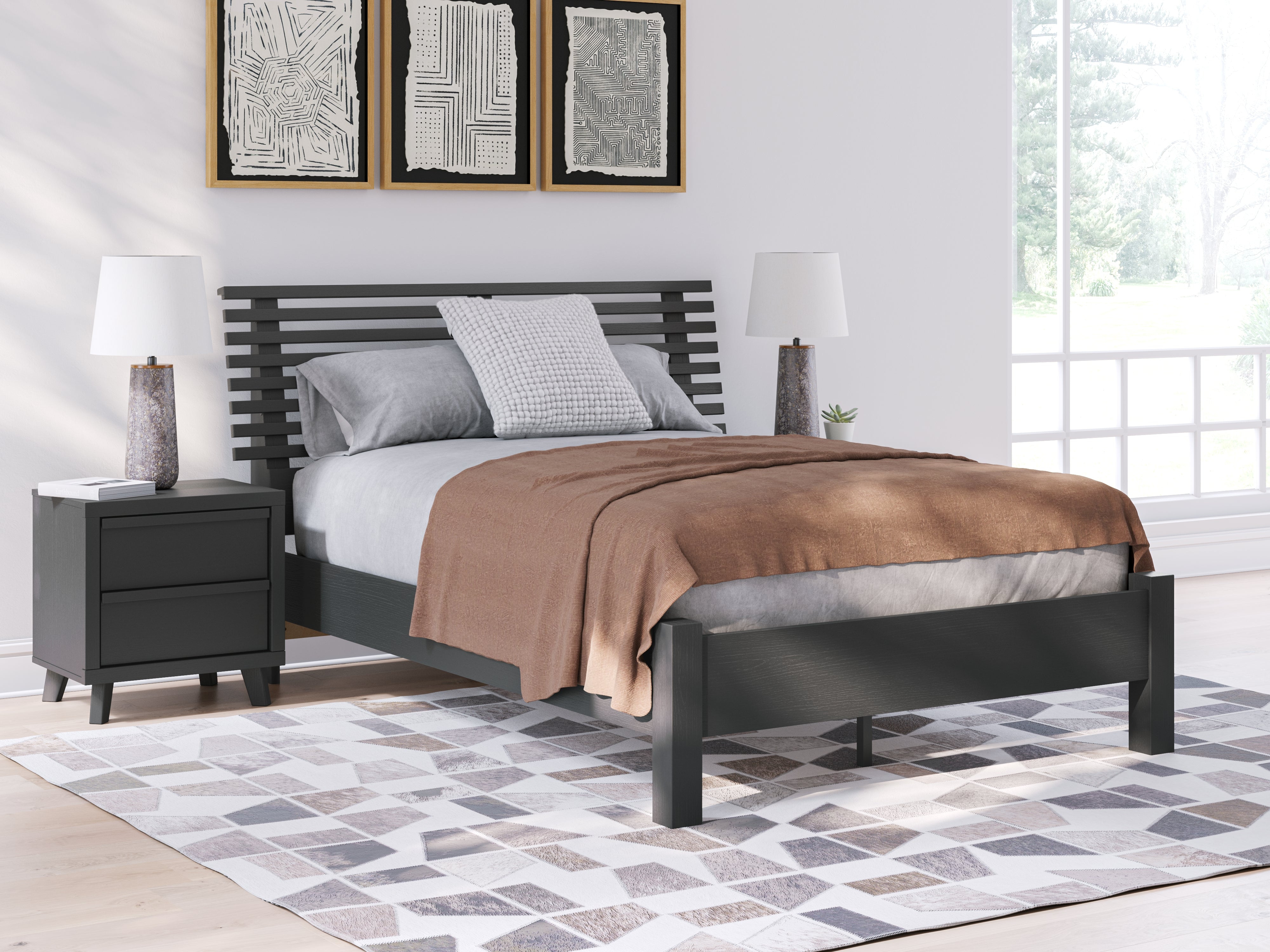 Tampa Furniture Outlet Lutz - Ashley Furniture - Danziar Bedroom - Full Slat Panel Bed / Black - B1013B19
