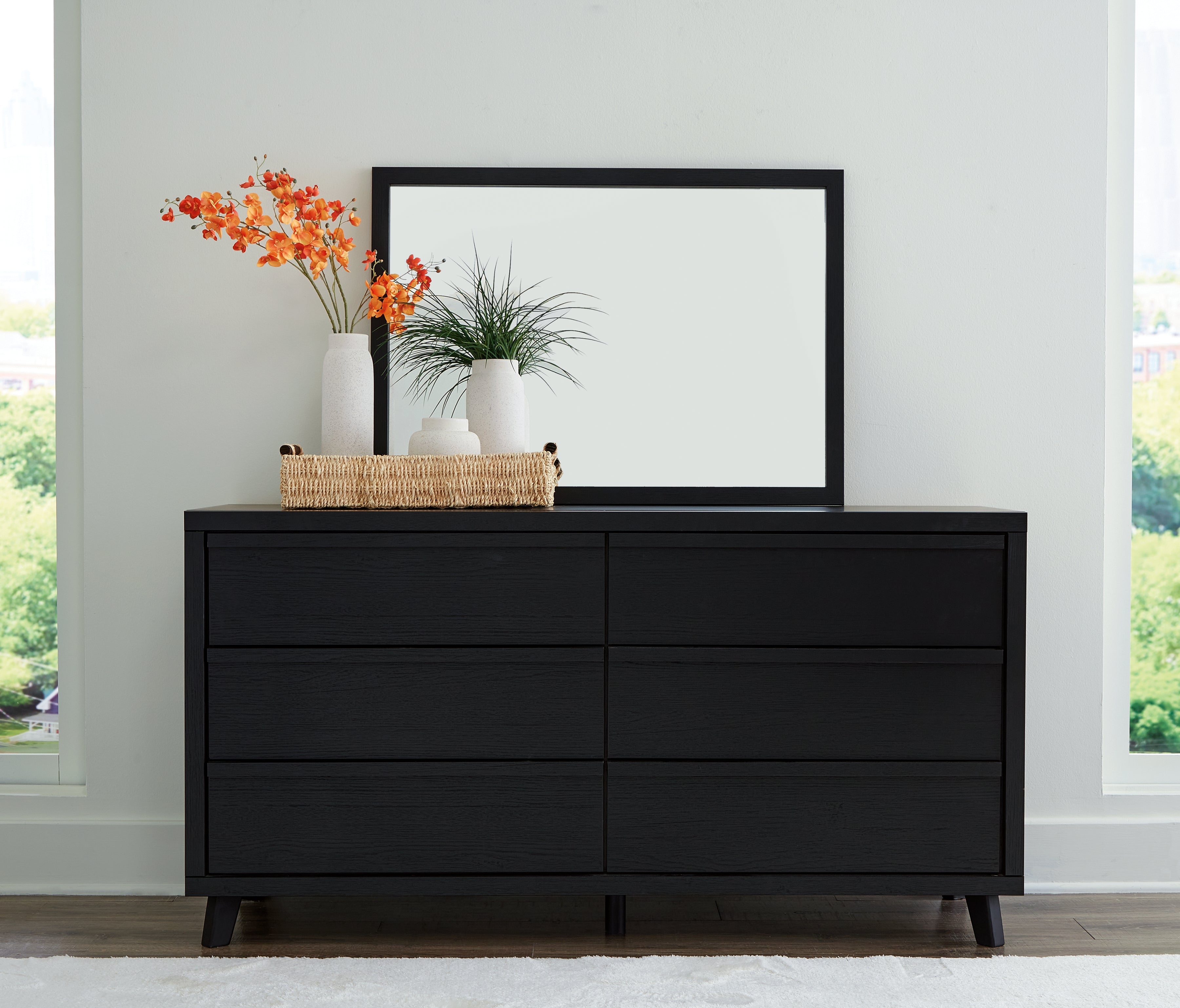 Tampa Furniture Outlet Lutz - Ashley Furniture - Danziar Bedroom - Dresser and Mirror / Black - B1013B11