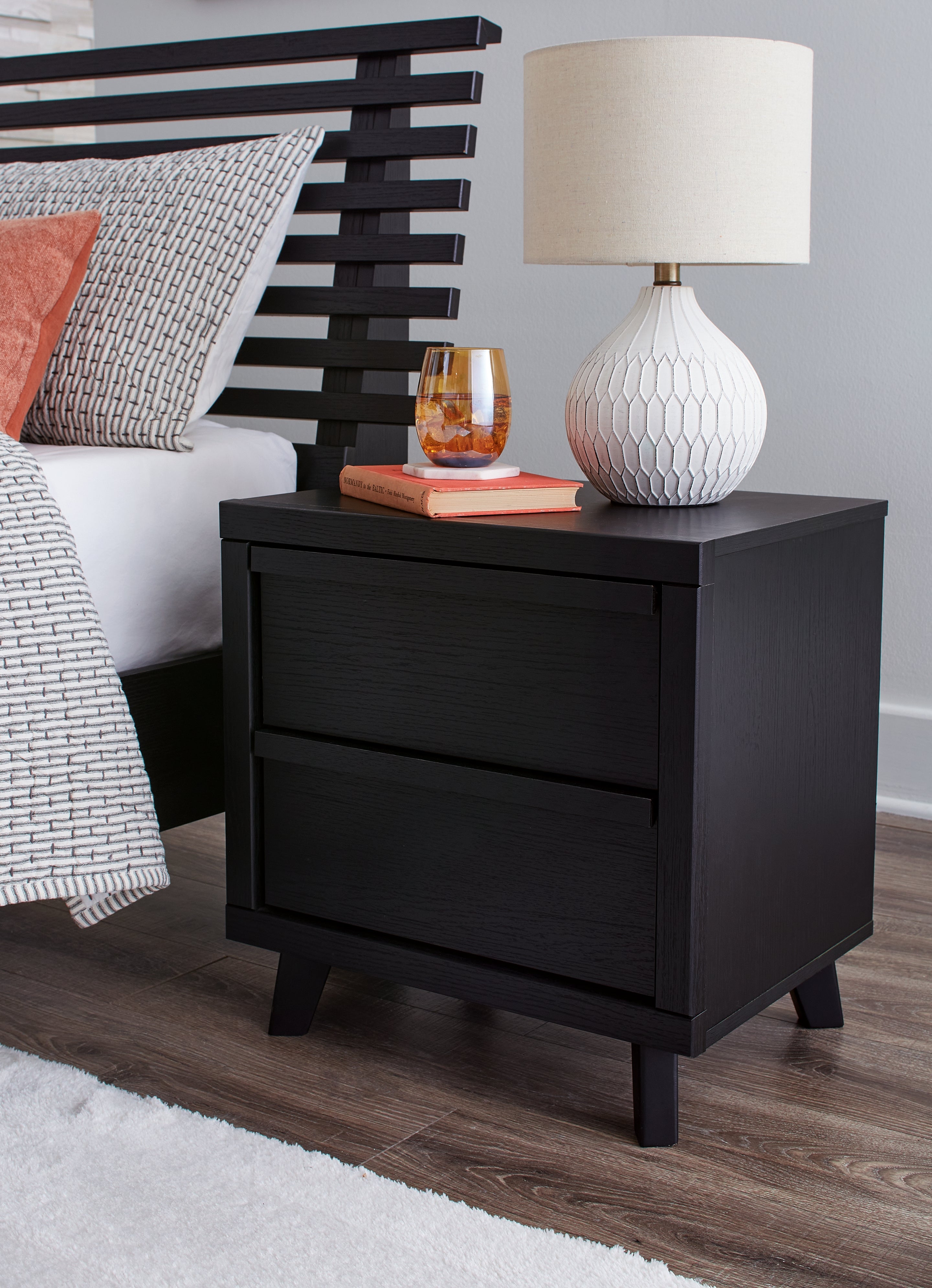 Tampa Furniture Outlet Lutz - Ashley Furniture - Danziar Bedroom - Two Drawer Night Stand / Black - B1013-92