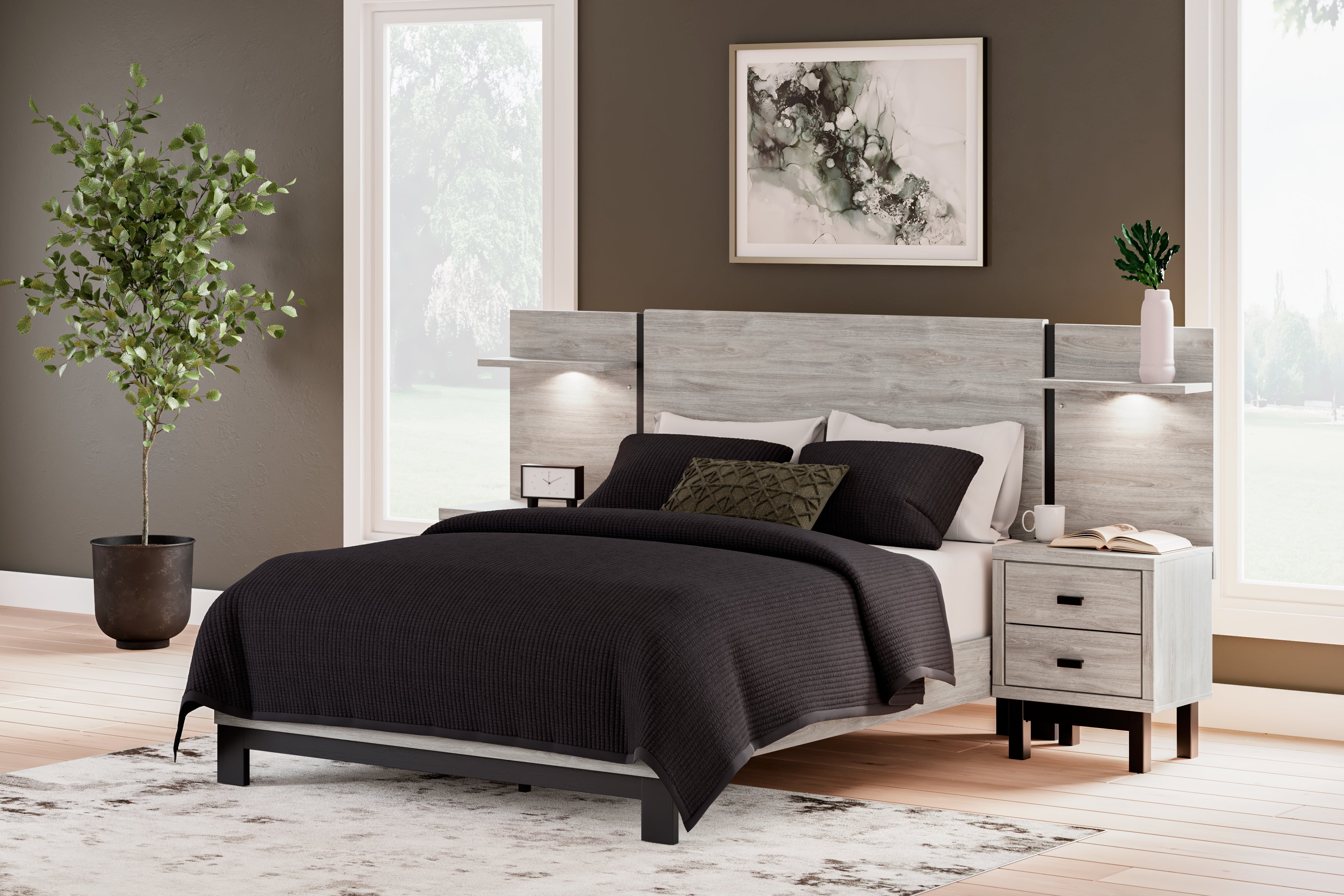 Tampa Furniture Outlet Lutz - Ashley Furniture - Vessalli Bedroom - Queen Panel Bed with Extensions / Gray - B1036B5