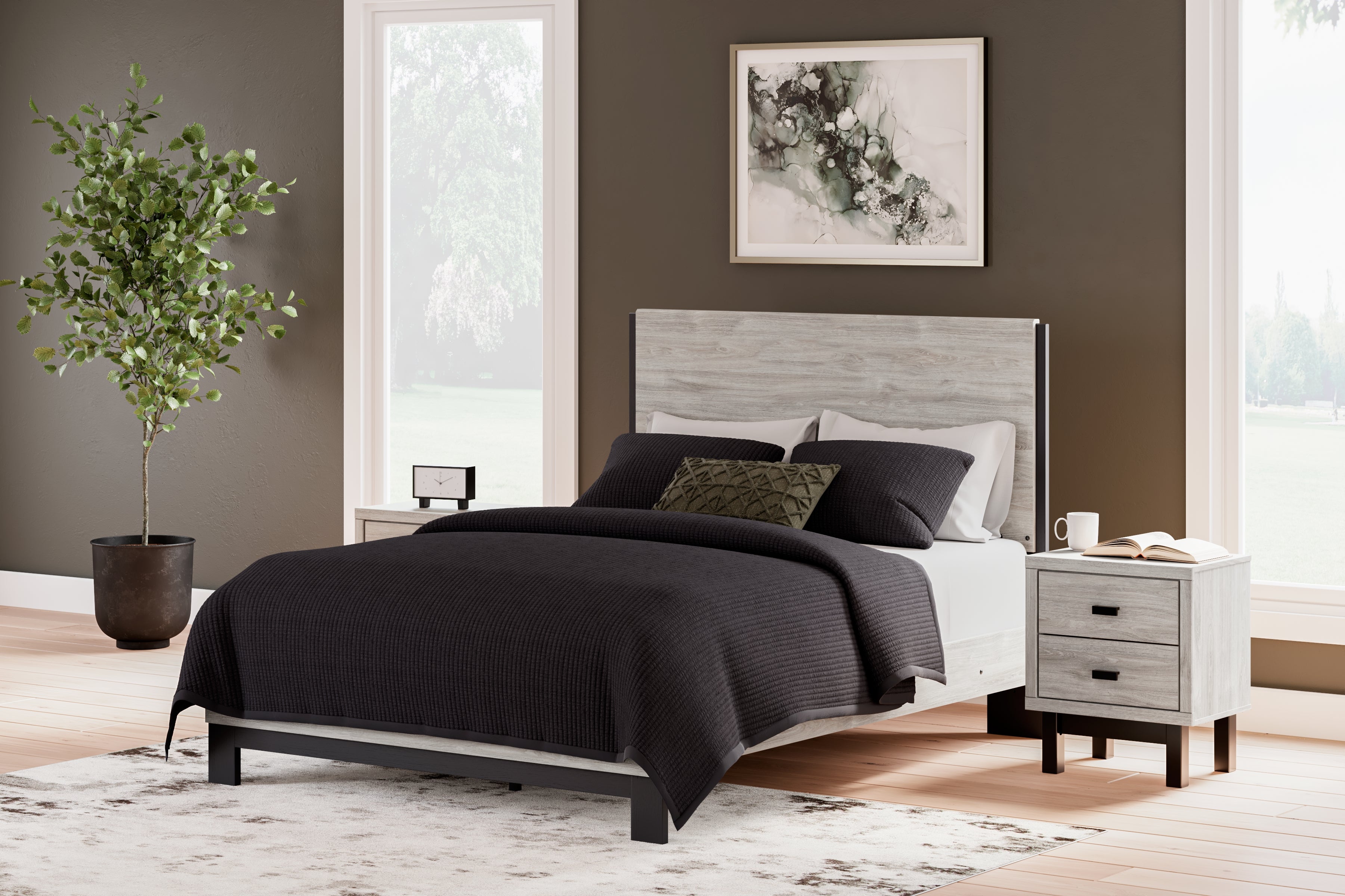 Tampa Furniture Outlet Lutz - Ashley Furniture - Vessalli Bedroom - Queen Panel Bed / Gray - B1036B2