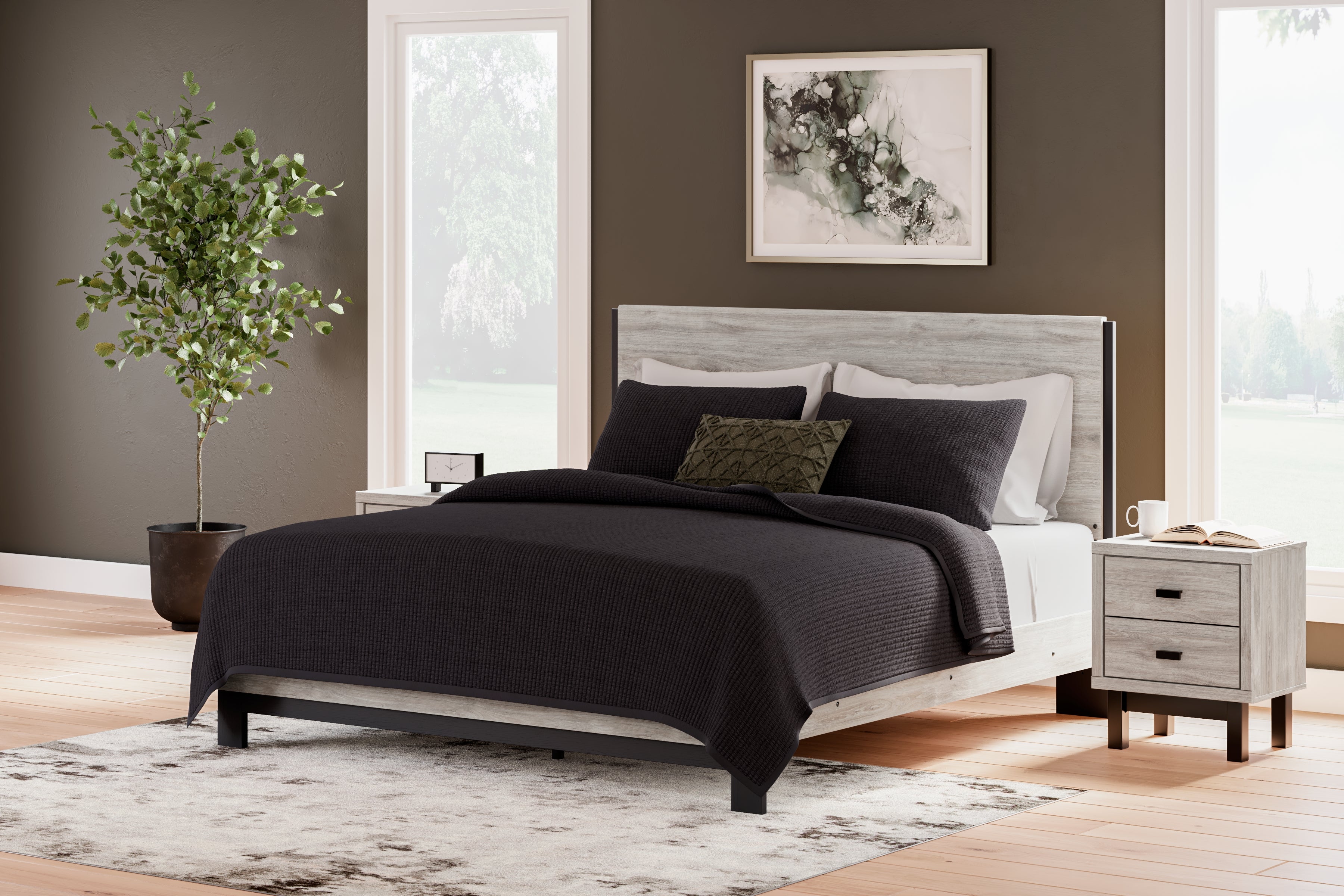 Tampa Furniture Outlet Lutz - Ashley Furniture - Vessalli Bedroom - King Panel Bed / Gray - B1036B7