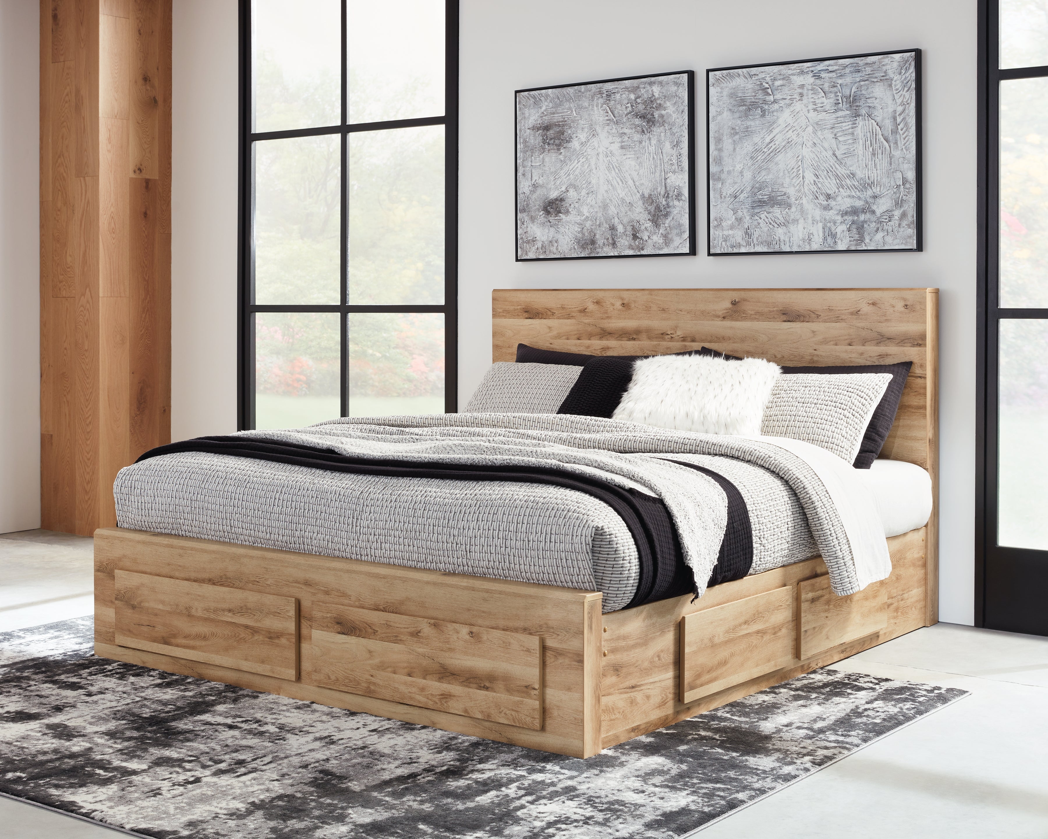 Tampa Furniture Outlet Lutz - Ashley Furniture - Hyanna Bedroom - Queen Panel Storage Bed with 2 Under Bed Storage Drawers / Tan Brown - B1050B8