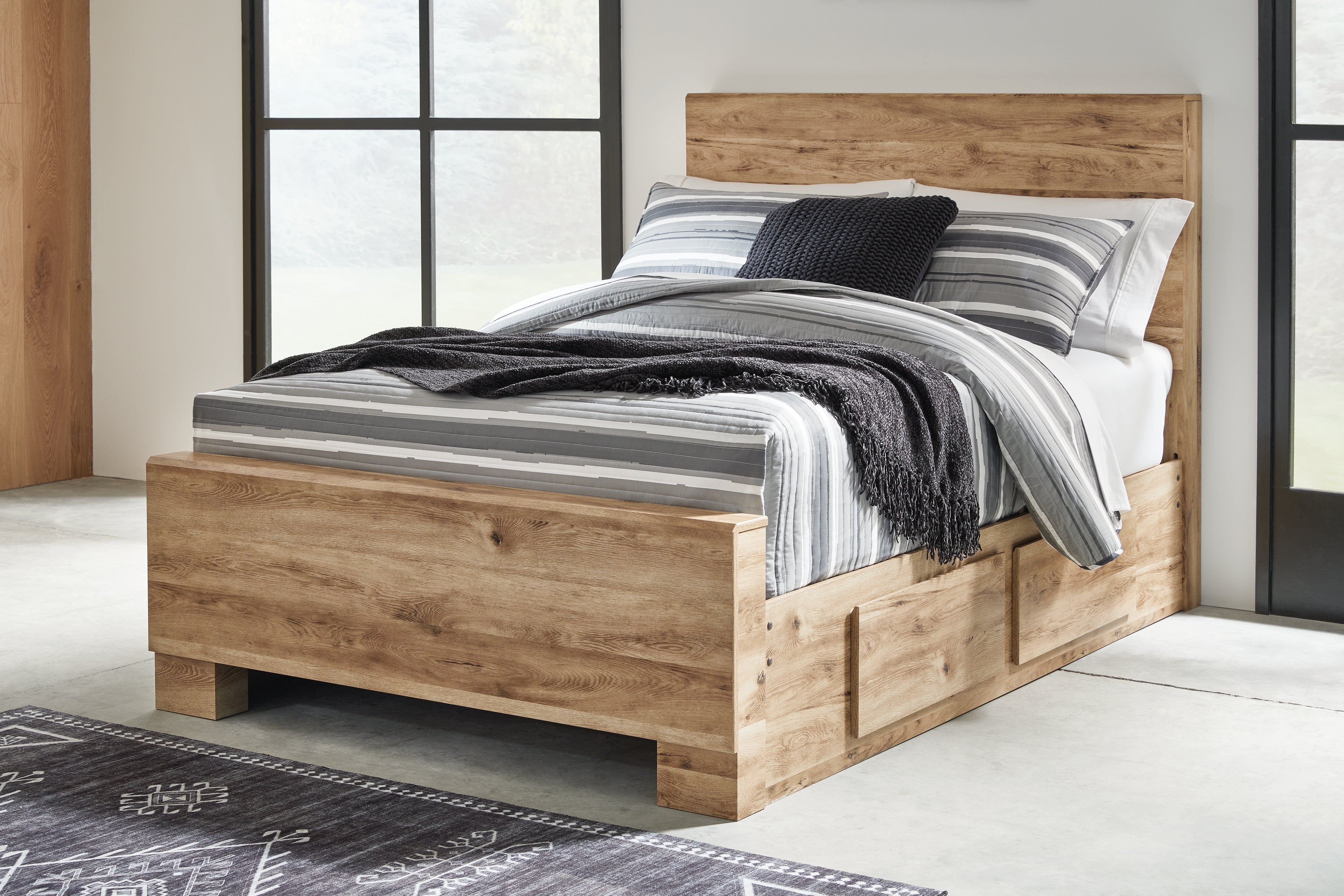 Tampa Furniture Outlet Lutz - Ashley Furniture - Hyanna Bedroom - Full Panel Bed with 1 Side Storage / Tan Brown - B1050B25