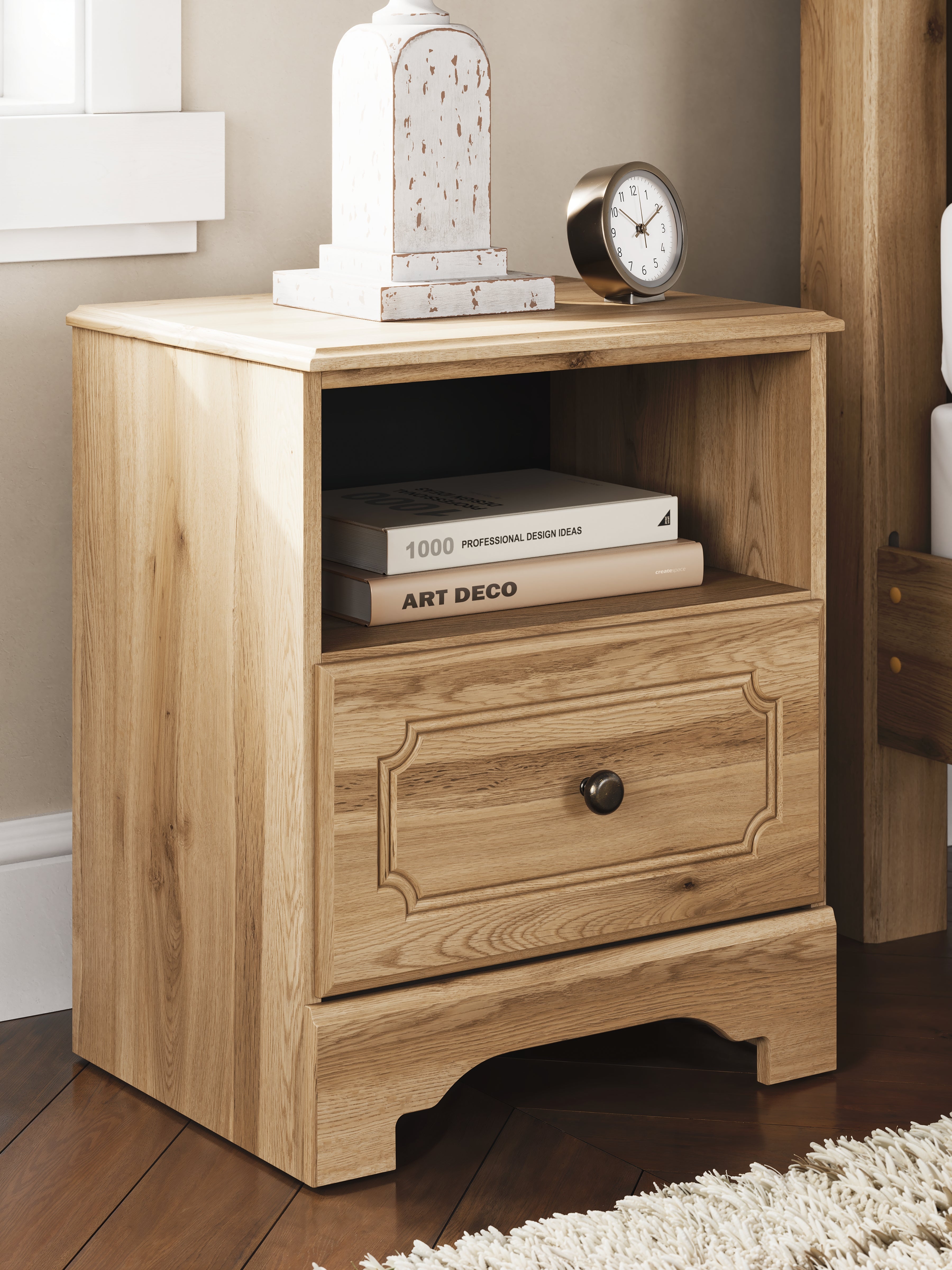 Tampa Furniture Outlet Lutz - Ashley Furniture - Aleaport Bedroom - One Drawer Night Stand / Warm Brown - PCB1075-91
