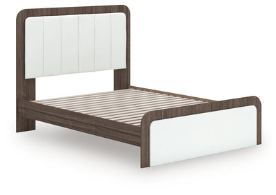 Tampa Furniture Outlet Lutz - Ashley Furniture - Kendanport Bedroom - Queen Upholstered Bed / White/Brown - PCB1108B7