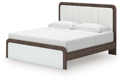 Tampa Furniture Outlet Lutz - Ashley Furniture - Kendanport Bedroom - King Upholstered Bed / White/Brown - PCB1108B8