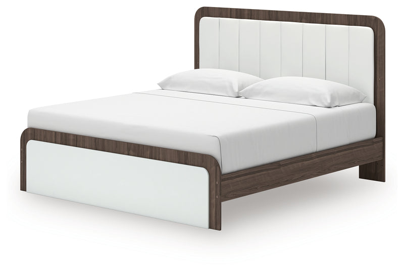 Tampa Furniture Outlet Lutz - Ashley Furniture - Kendanport Bedroom - King Upholstered Bed / White/Brown - PCB1108B8