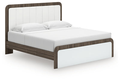 Tampa Furniture Outlet Lutz - Ashley Furniture - Kendanport Bedroom - King Upholstered Bed / White/Brown - PCB1108B8