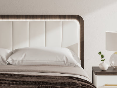 Tampa Furniture Outlet Lutz - Ashley Furniture - Kendanport Bedroom - King Upholstered Bed / White/Brown - PCB1108B8