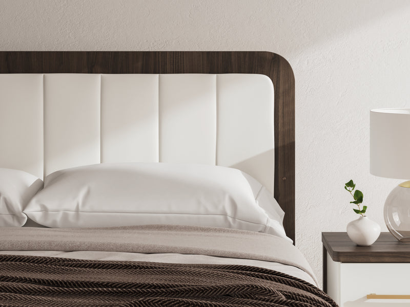 Tampa Furniture Outlet Lutz - Ashley Furniture - Kendanport Bedroom - King Upholstered Bed / White/Brown - PCB1108B8