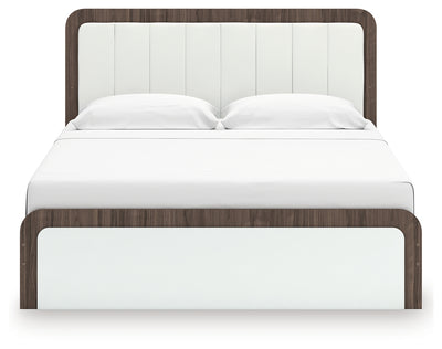 Tampa Furniture Outlet Lutz - Ashley Furniture - Kendanport Bedroom - King Upholstered Bed / White/Brown - PCB1108B8