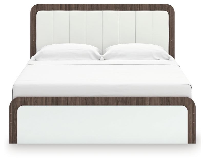 Tampa Furniture Outlet Lutz - Ashley Furniture - Kendanport Bedroom - King Upholstered Bed / White/Brown - PCB1108B8