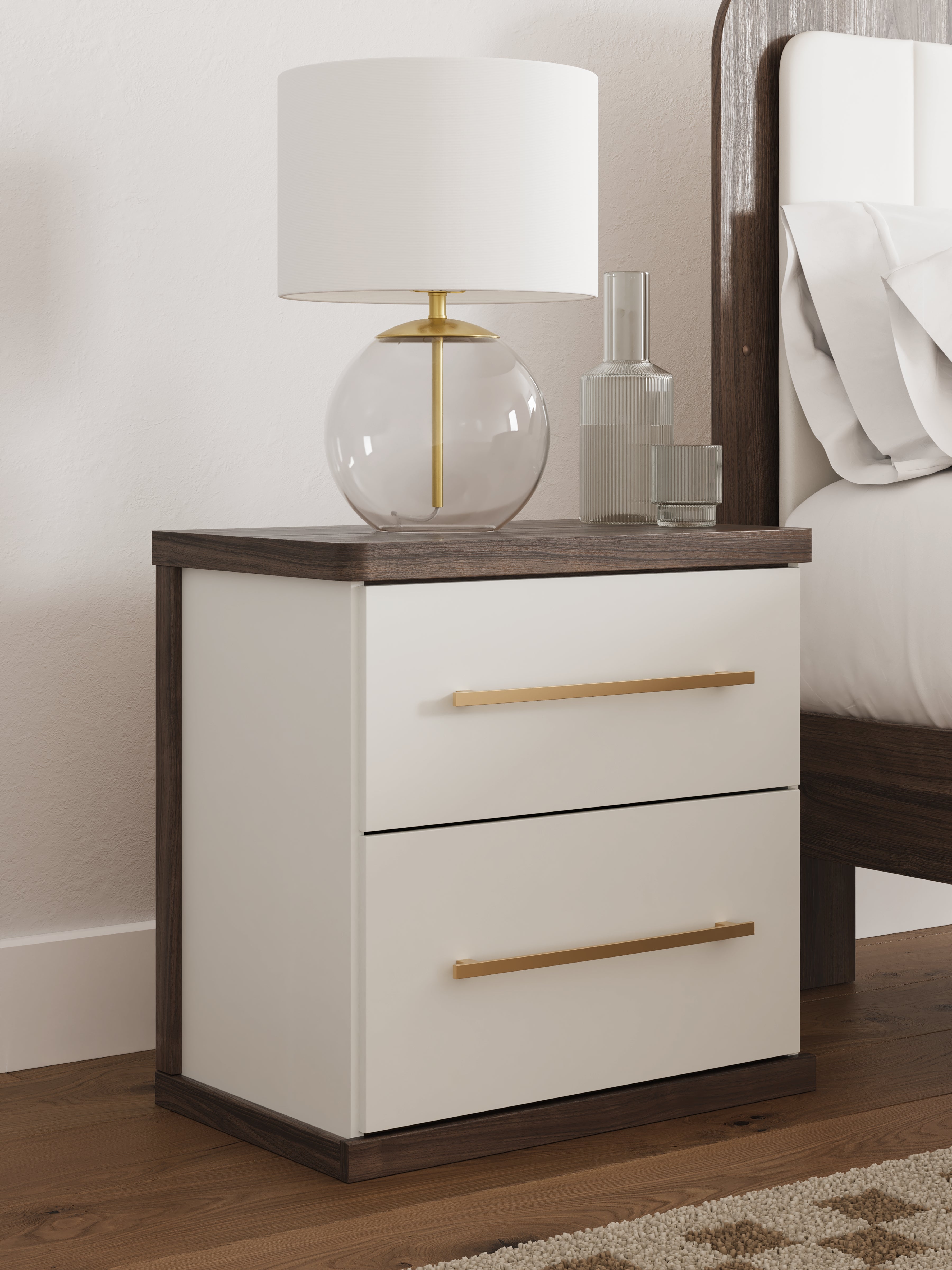 Tampa Furniture Outlet Lutz - Ashley Furniture - Kendanport Bedroom - Two Drawer Night Stand / Brown/White - PCB1108-92