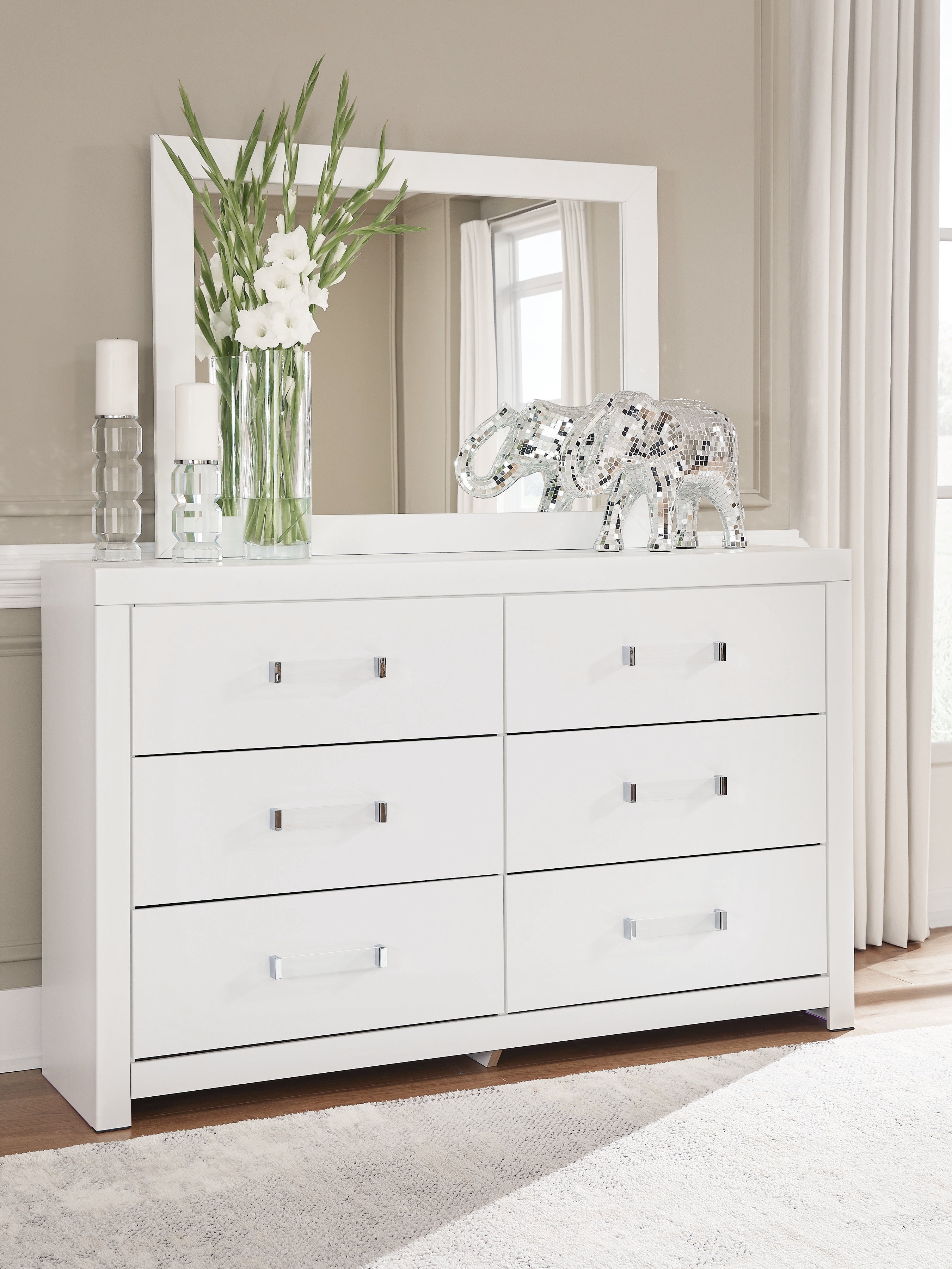 Tampa Furniture Outlet Lutz - Ashley Furniture - Maeling Bedroom - Dresser and Mirror / White - PCB1119B1