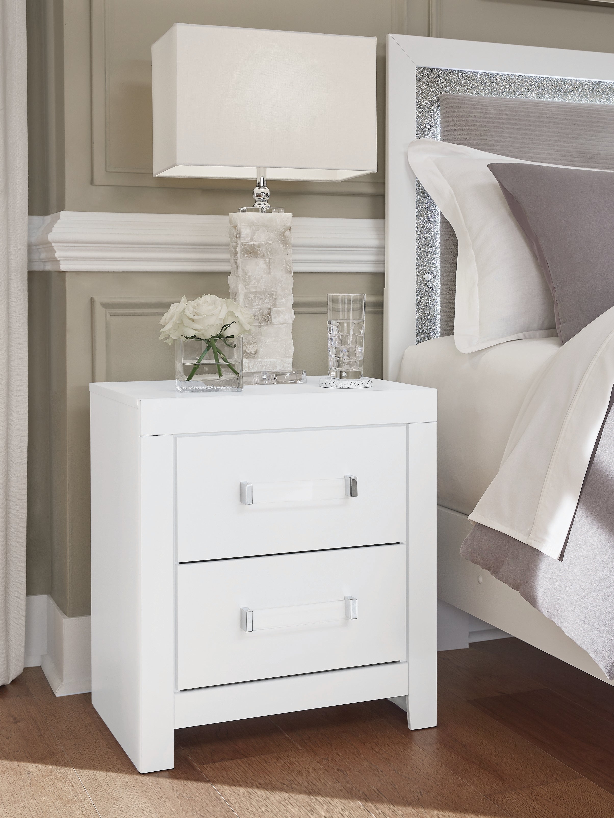 Tampa Furniture Outlet Lutz - Ashley Furniture - Maeling Bedroom - Two Drawer Night Stand / White - PCB1119-92