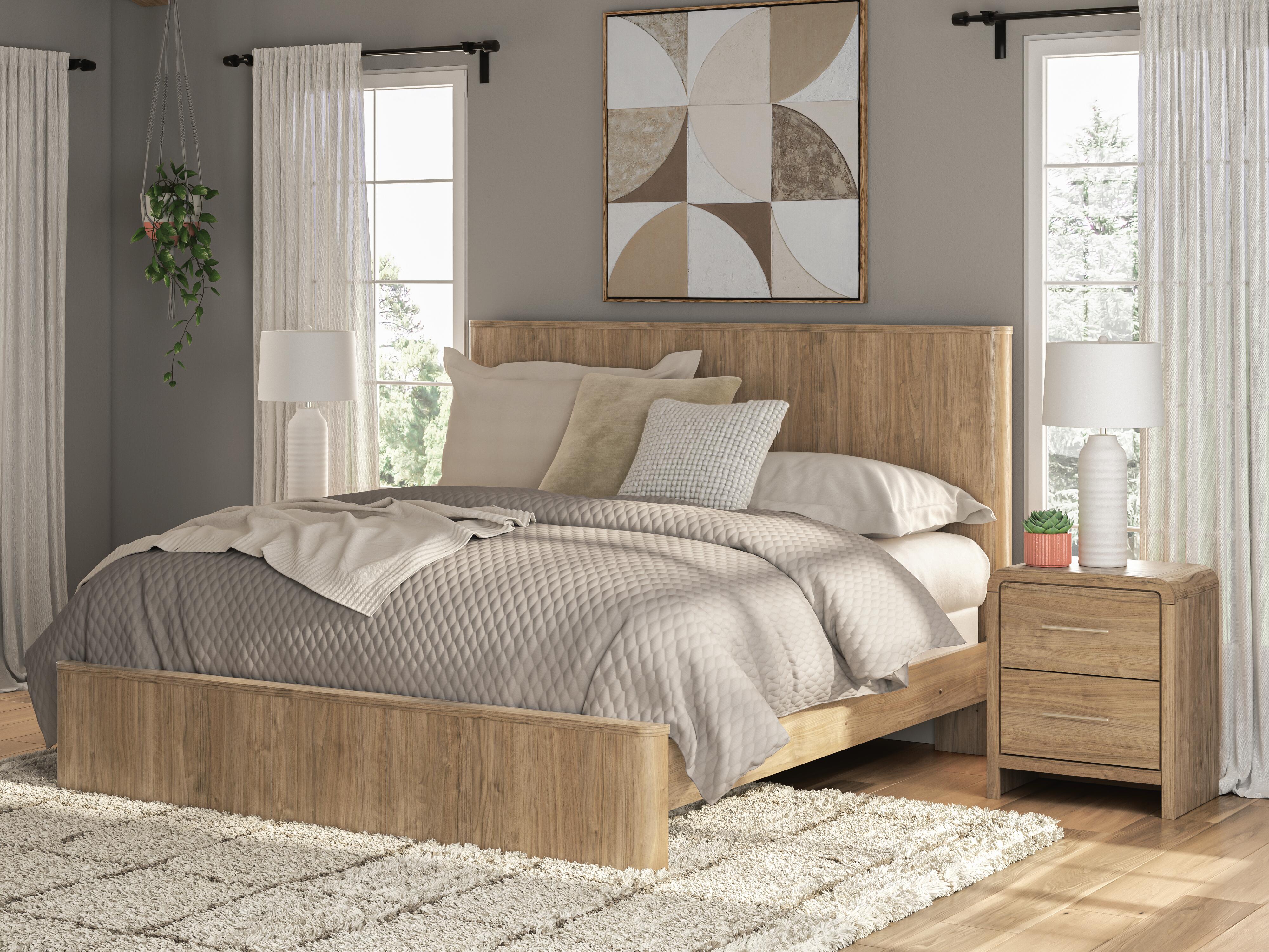 Tampa Furniture Outlet Lutz - Ashley Furniture - Gramburg Bedroom - King Panel Bed / Warm Natural Brown - PCB1121B16