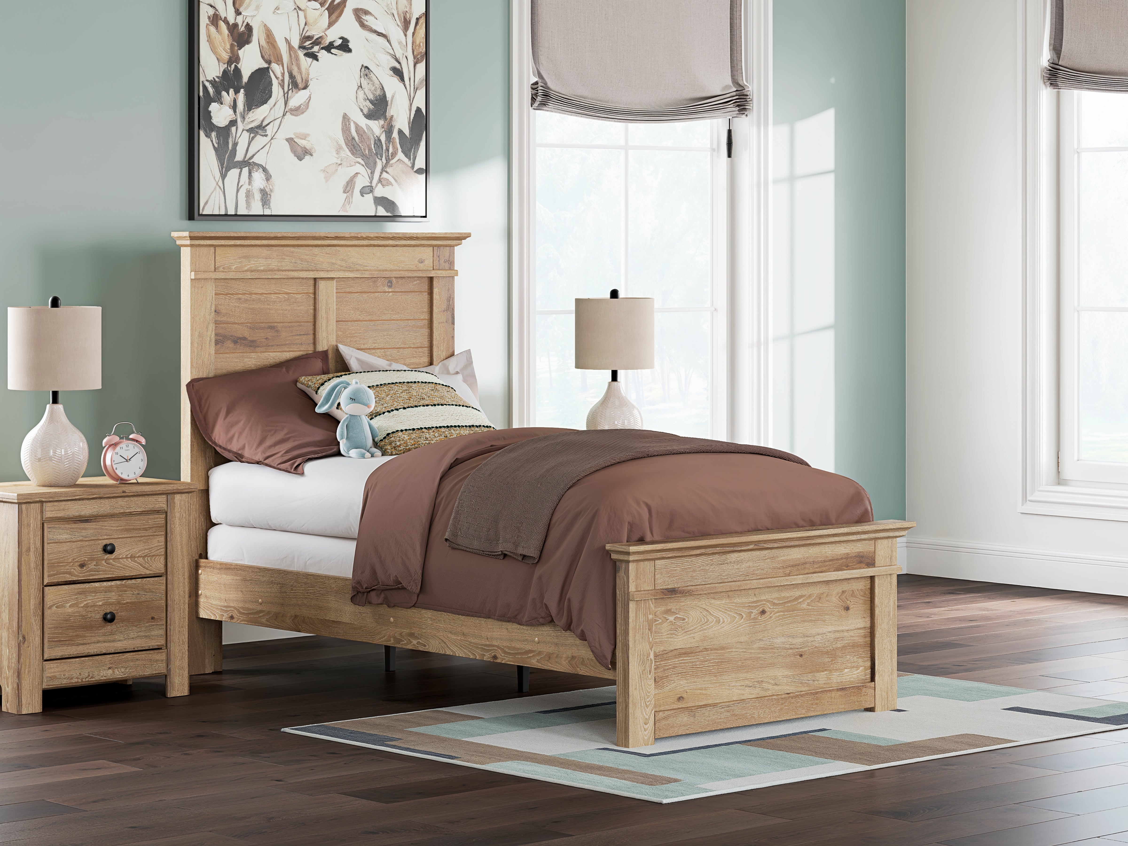 Tampa Furniture Outlet Lutz - Ashley Furniture - Makidern Bedroom - Twin Panel Bed / Tan - PCB1170B18