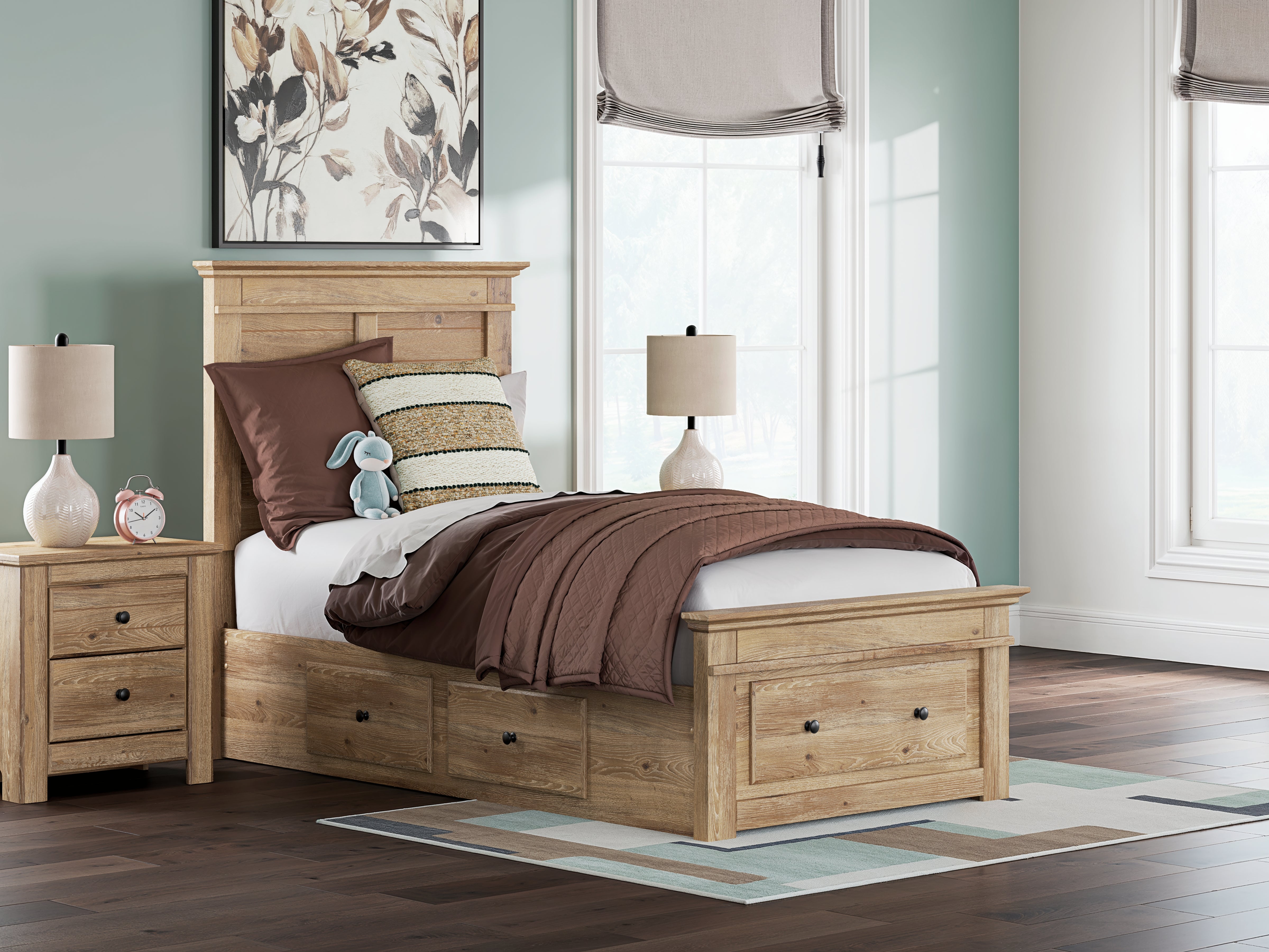 Tampa Furniture Outlet Lutz - Ashley Furniture - Makidern Bedroom - Twin Panel Storage Bed / Tan - PCB1170B38