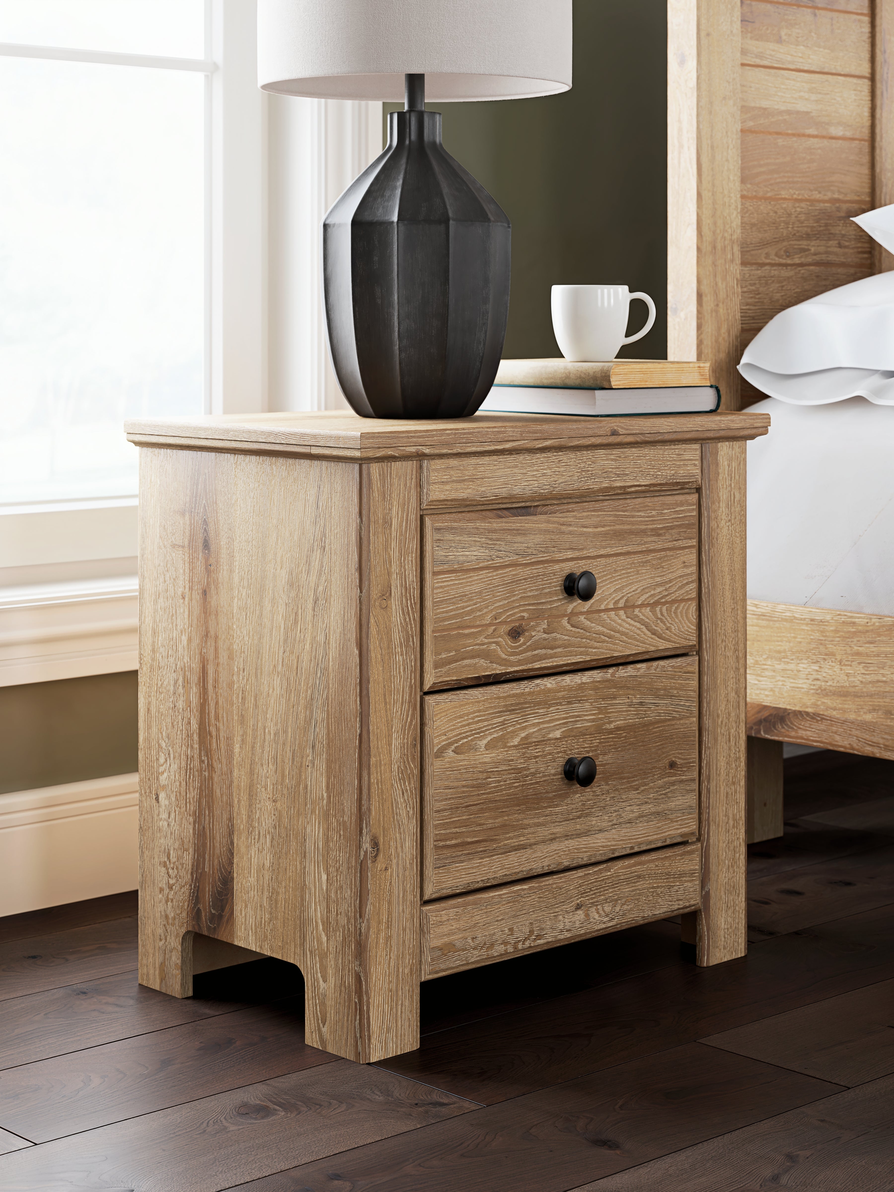 Tampa Furniture Outlet Lutz - Ashley Furniture - Makidern Bedroom - Two Drawer Night Stand / Tan - PCB1170-92