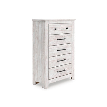Tampa Furniture Outlet Lutz - Ashley Furniture - Makidern Bedroom - Five Drawer Chest / Whitewash - PCB1171-46