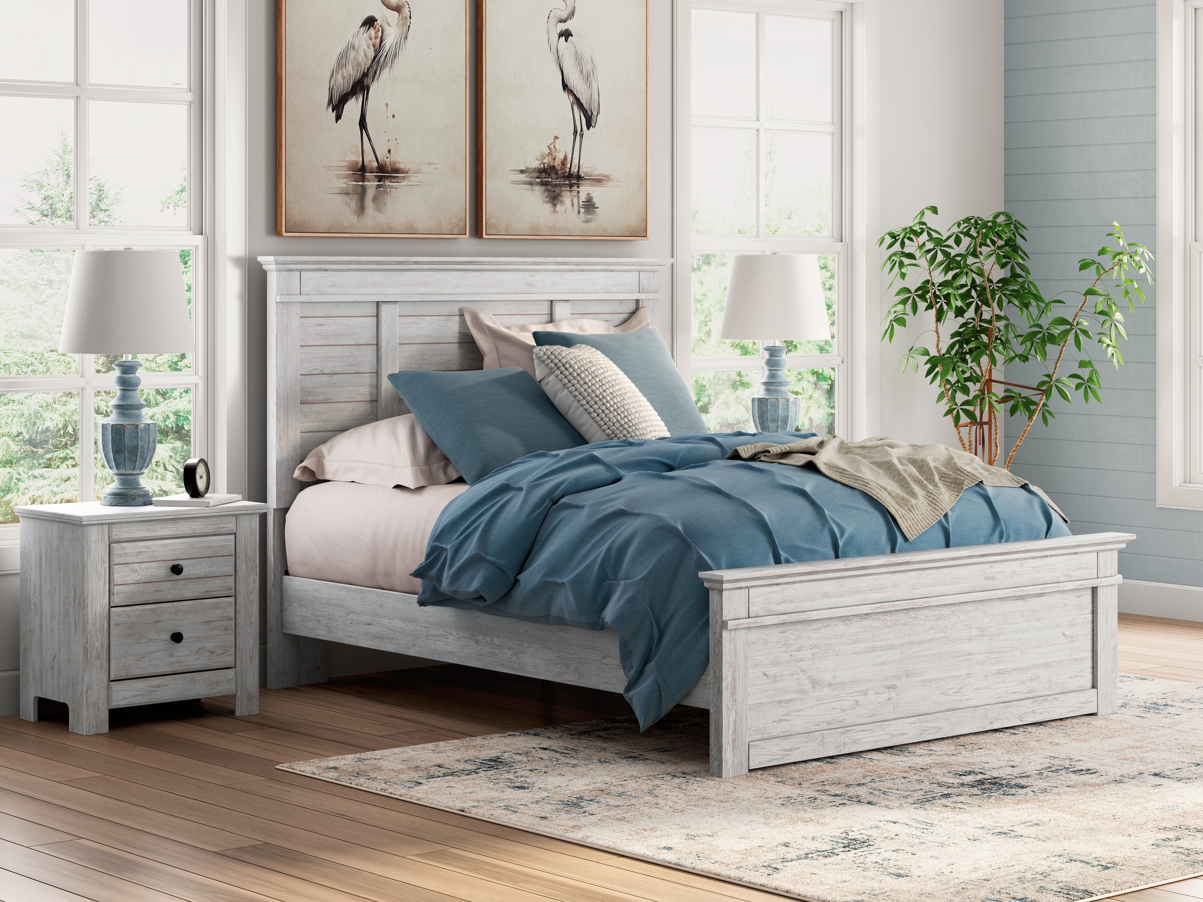 Tampa Furniture Outlet Lutz - Ashley Furniture - Makidern Bedroom - Queen Panel Bed / Whitewash - PCB1171B2